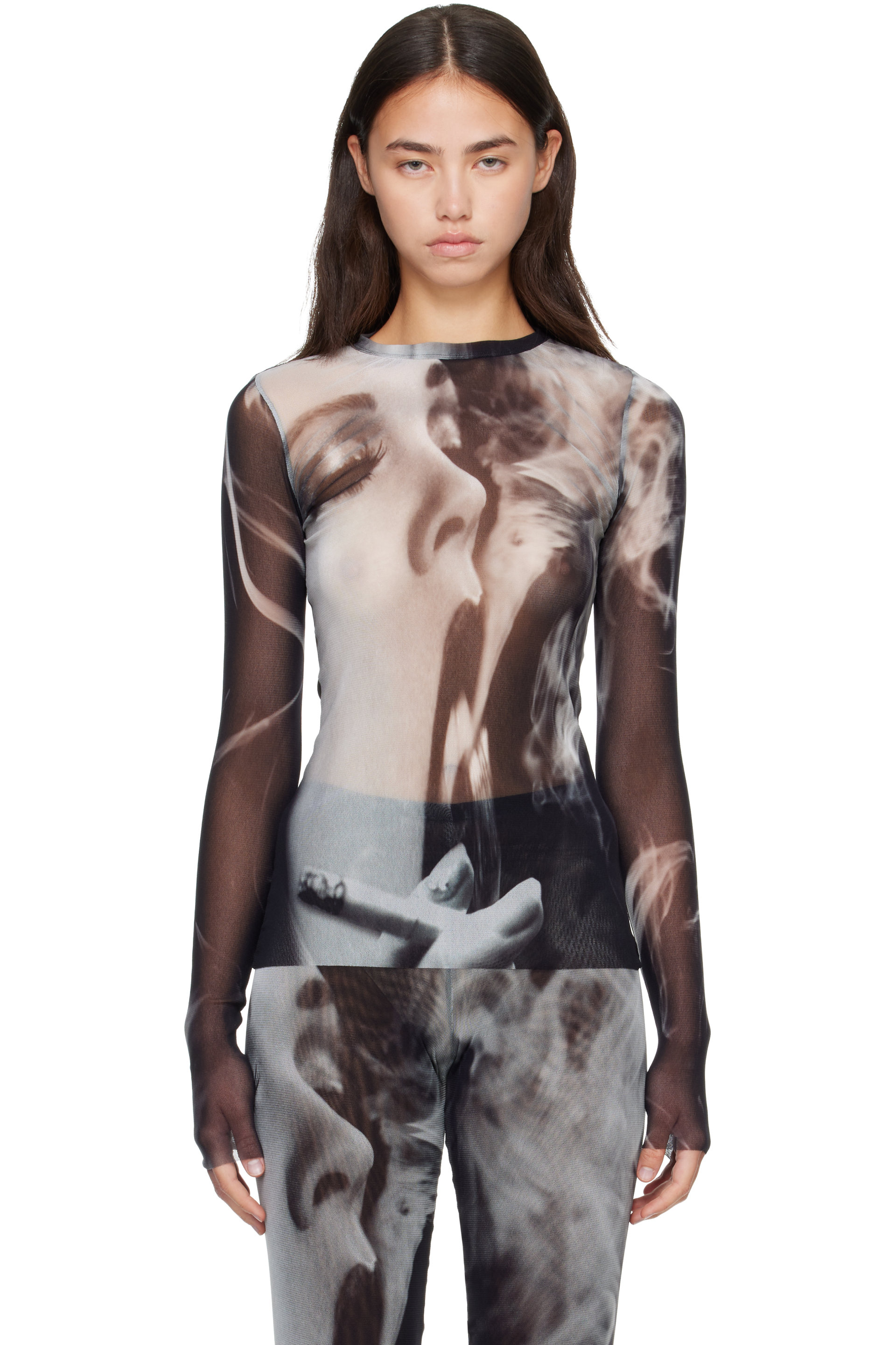 Jean Paul Gaultier - Black & Gray 'The Smoking Women' T-shirt