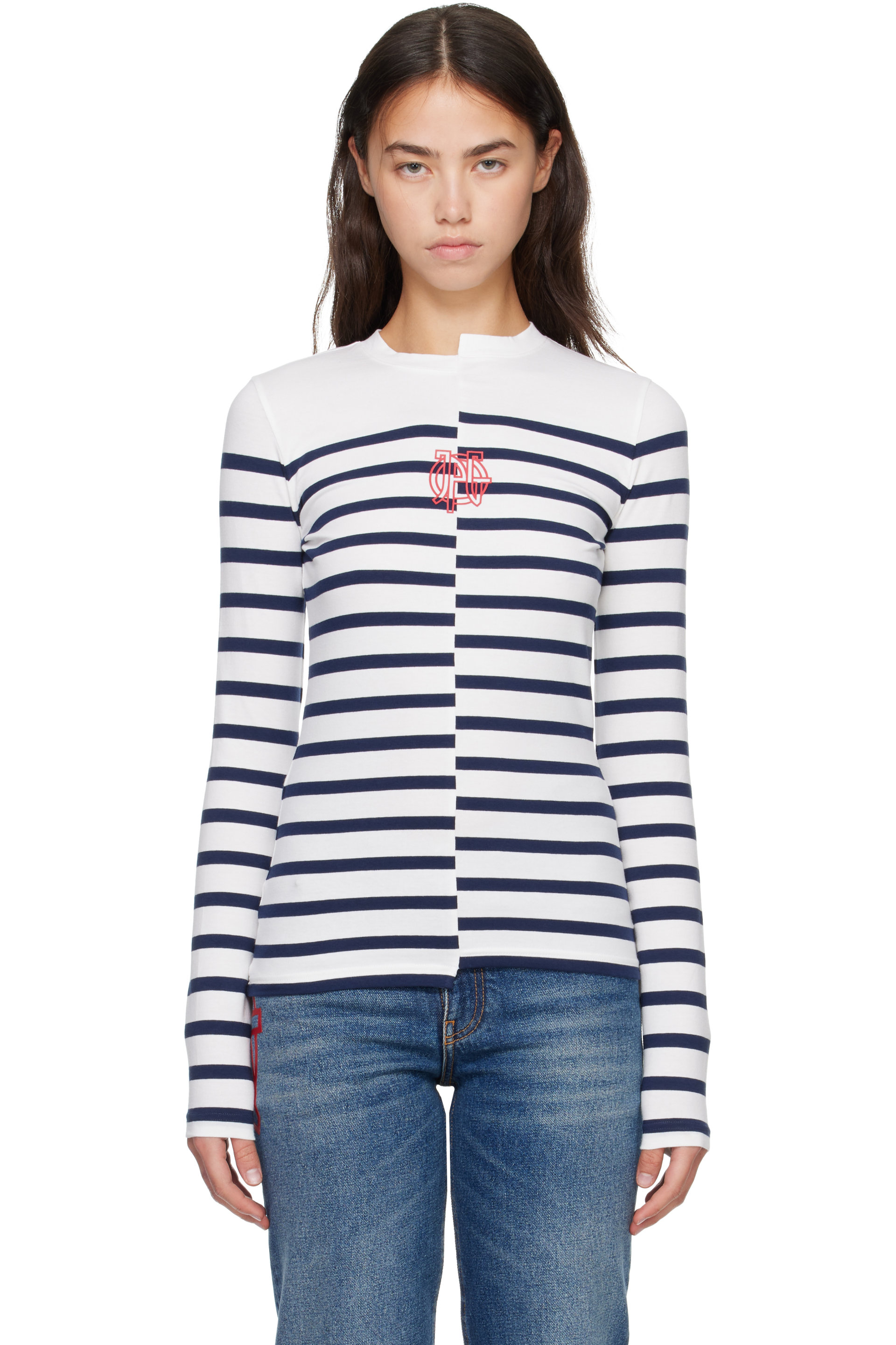 Jean Paul Gaultier - White & Navy 'The JPG Marinière' T-shirt