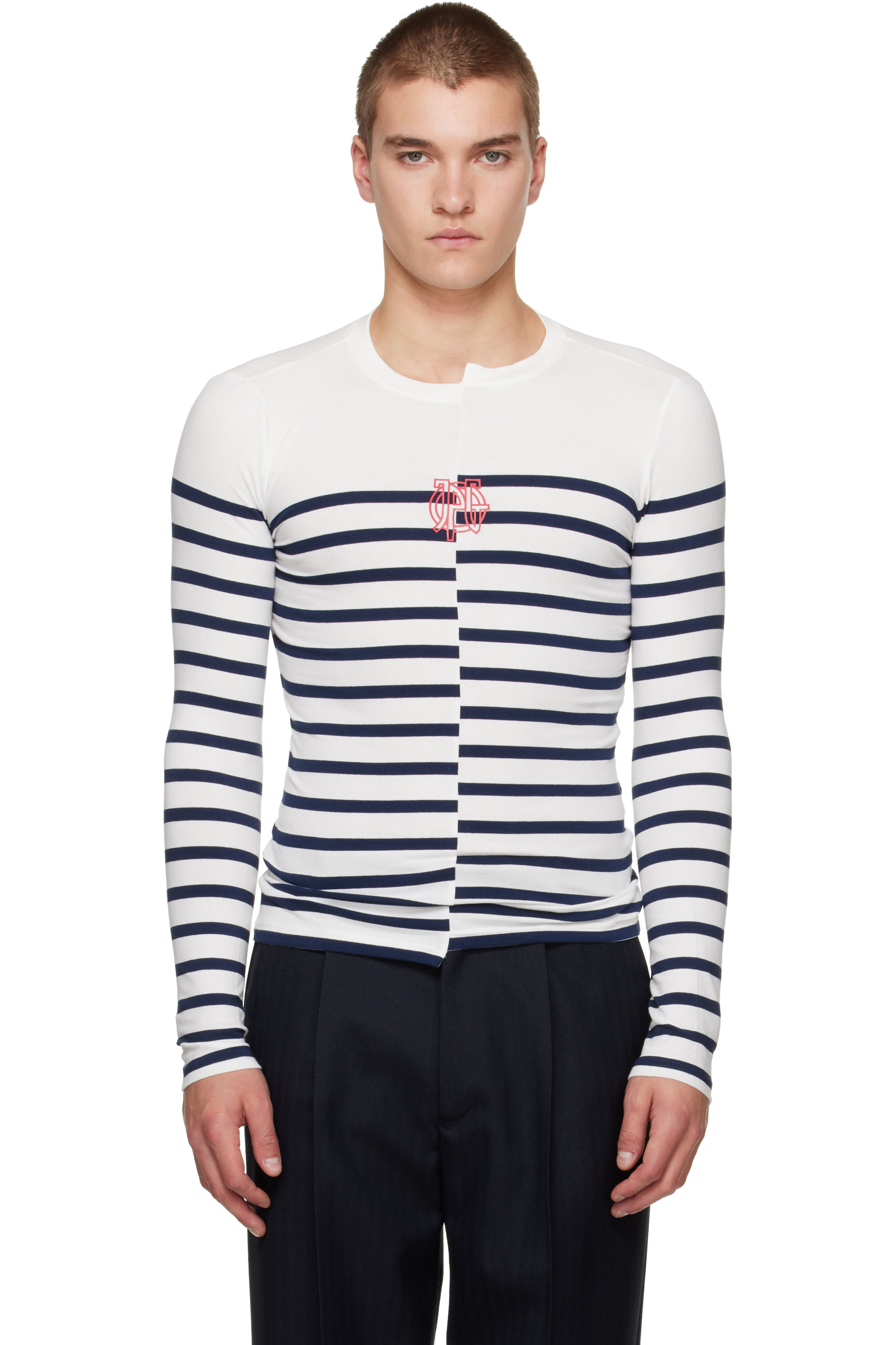 Jean Paul Gaultier - White & Navy 'The JPG Marinière' T-shirt
