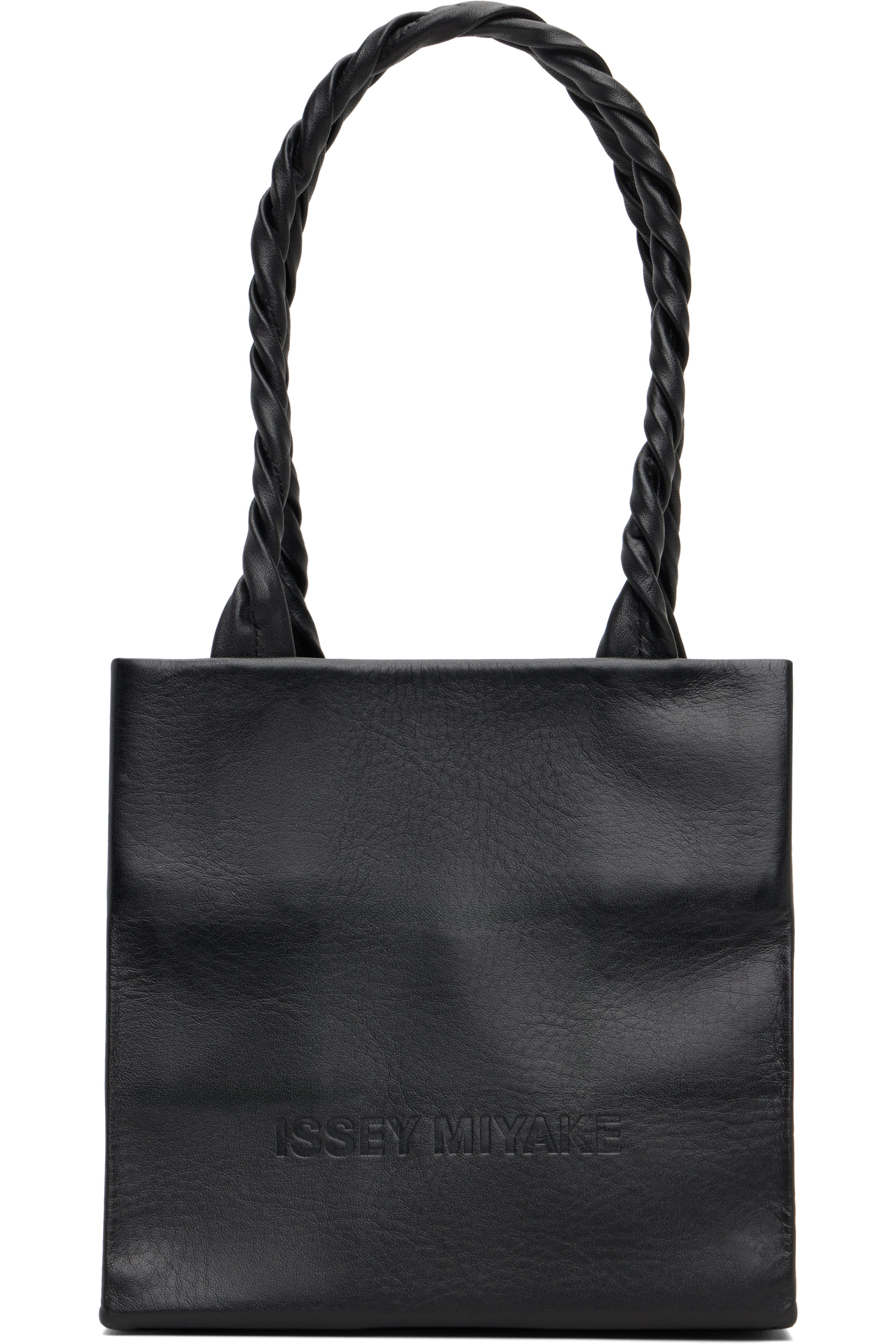 Issey Miyake - Sac noir en cuir à effet de papier