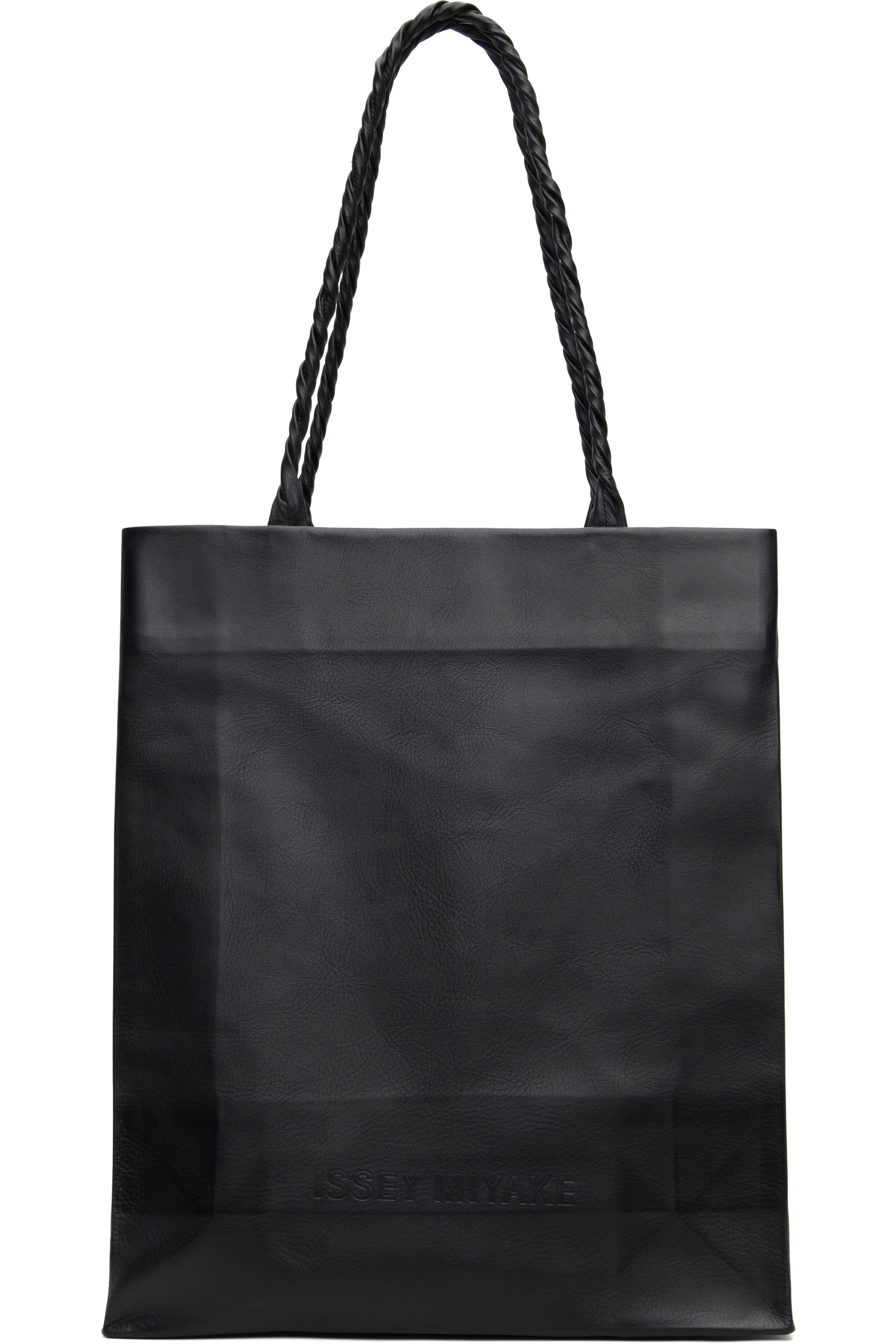 Issey Miyake - Sac noir en cuir à effet de papier