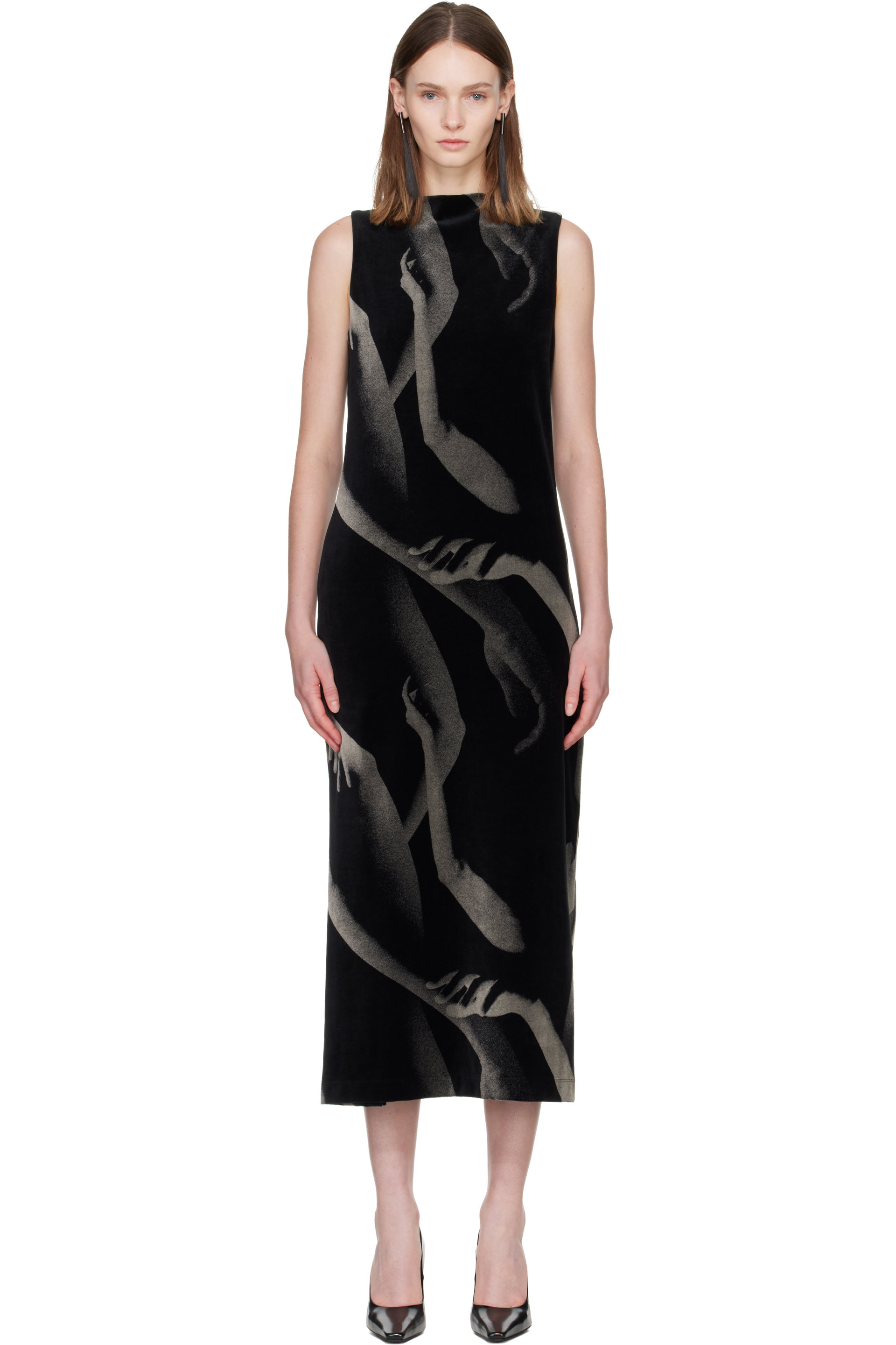 ISSEY MIYAKE - Black Hands Of Lover Velour Maxi Dress
