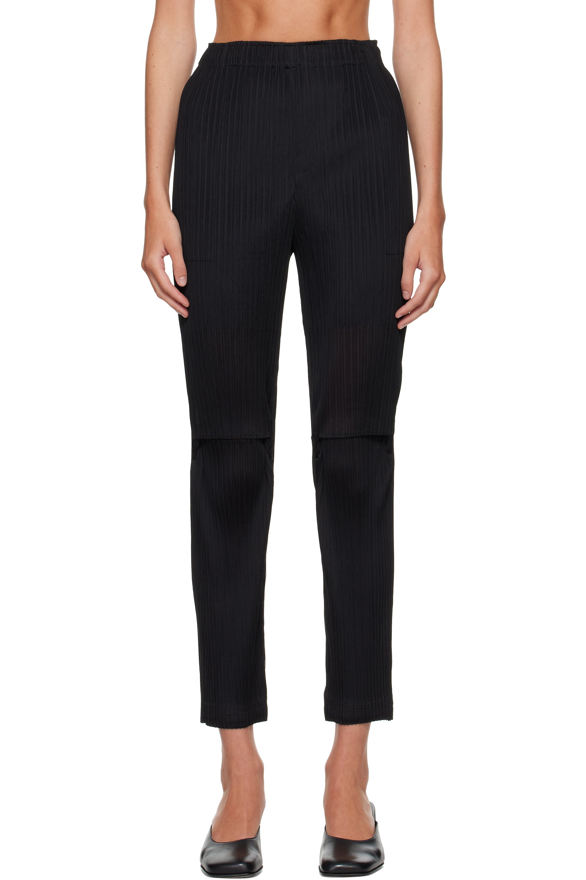 ISSEY MIYAKE - Black Sheer Split Pleats Trousers