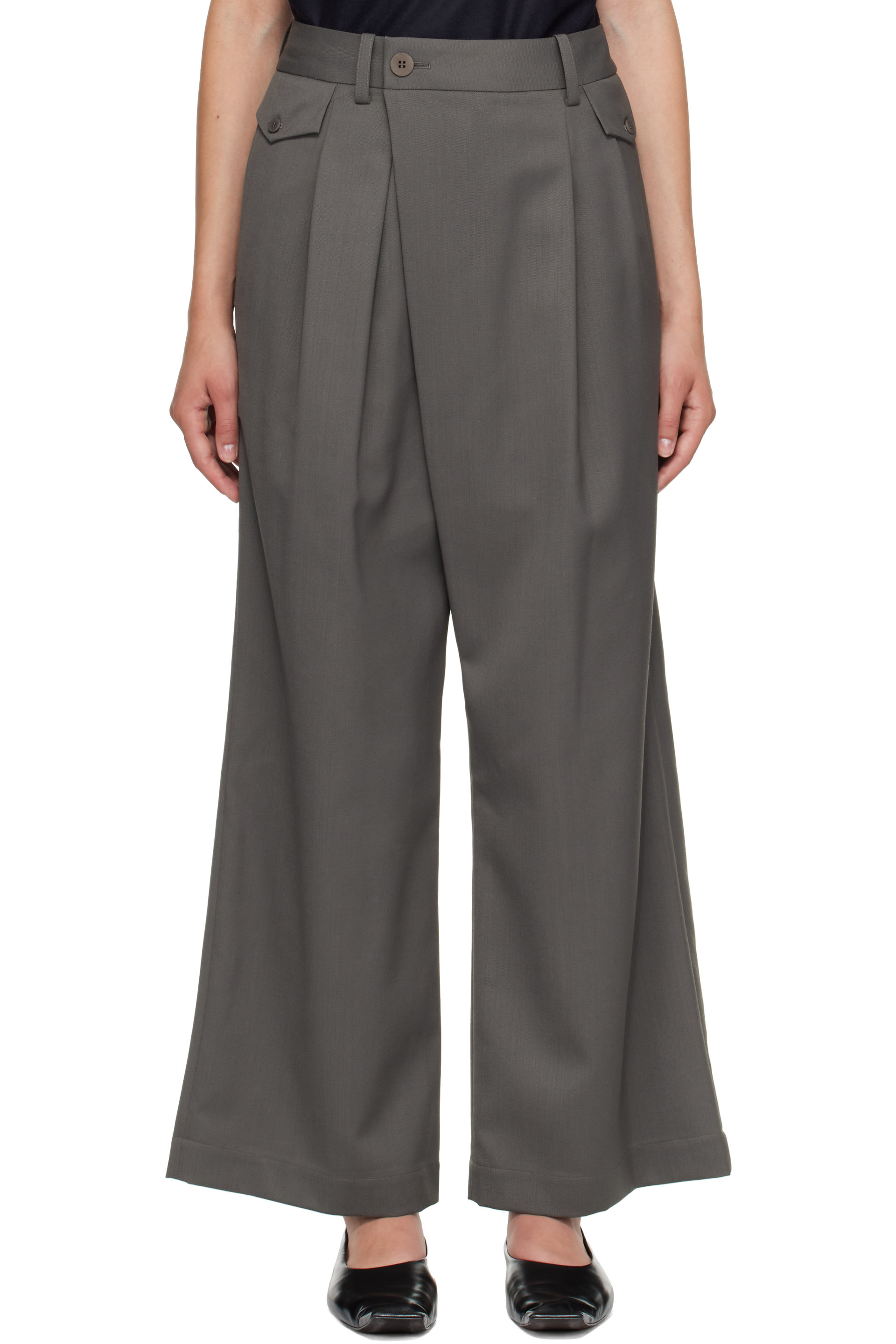 ISSEY MIYAKE - Gray Lustrous Wool Trousers