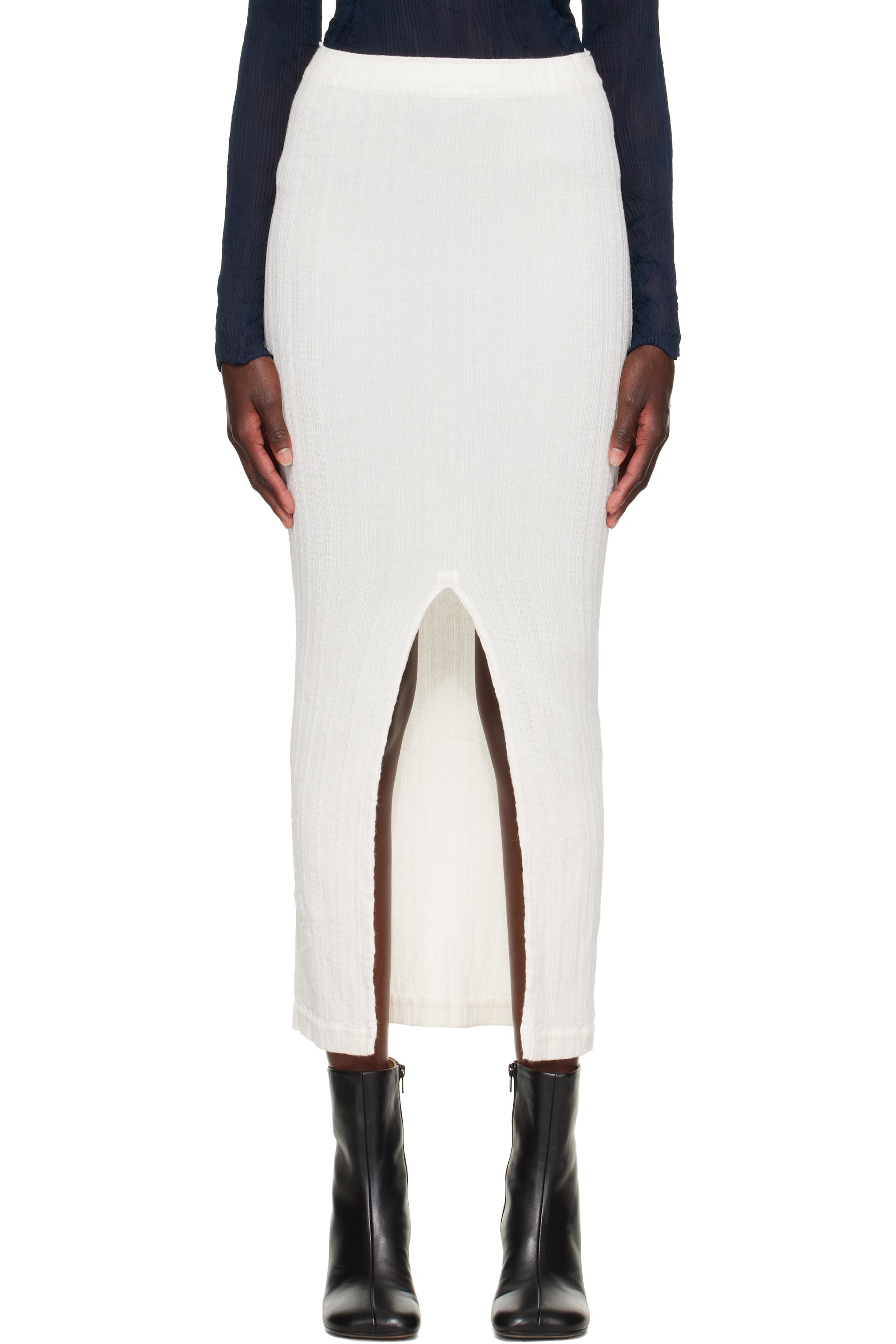 ISSEY MIYAKE - Off-White Rill Midi Skirt