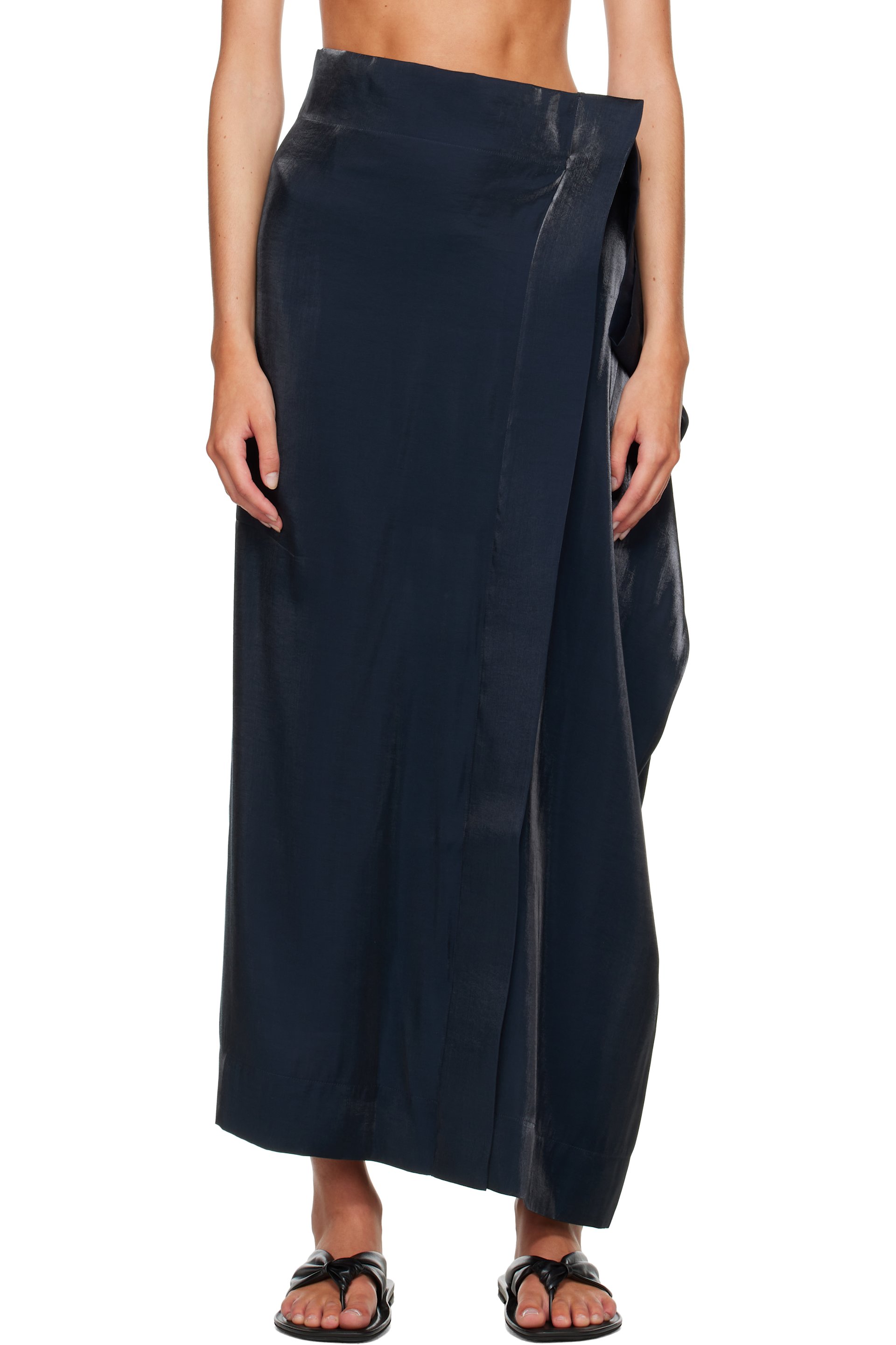 Issey Miyake - Jupe longue Mercury bleu marine exclusive à SSENSE