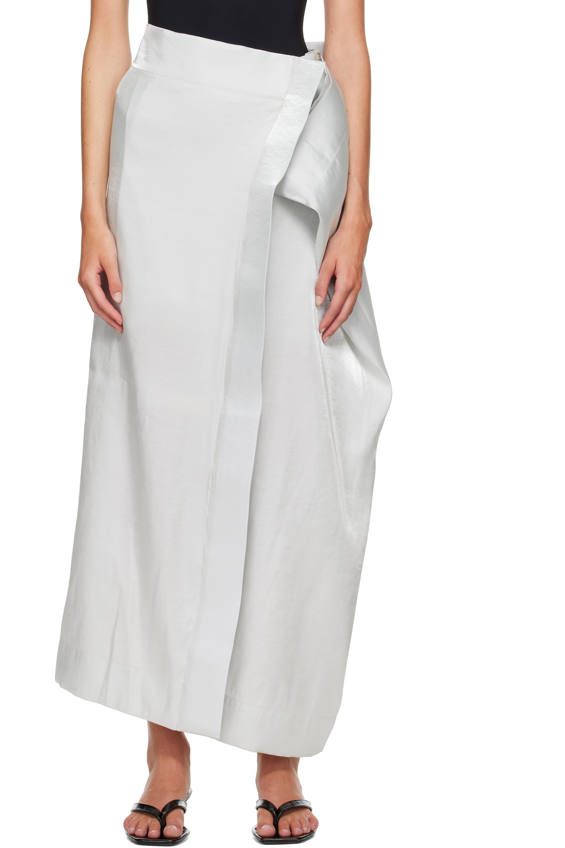Issey Miyake - Jupe longue Mercury grise exclusive à SSENSE
