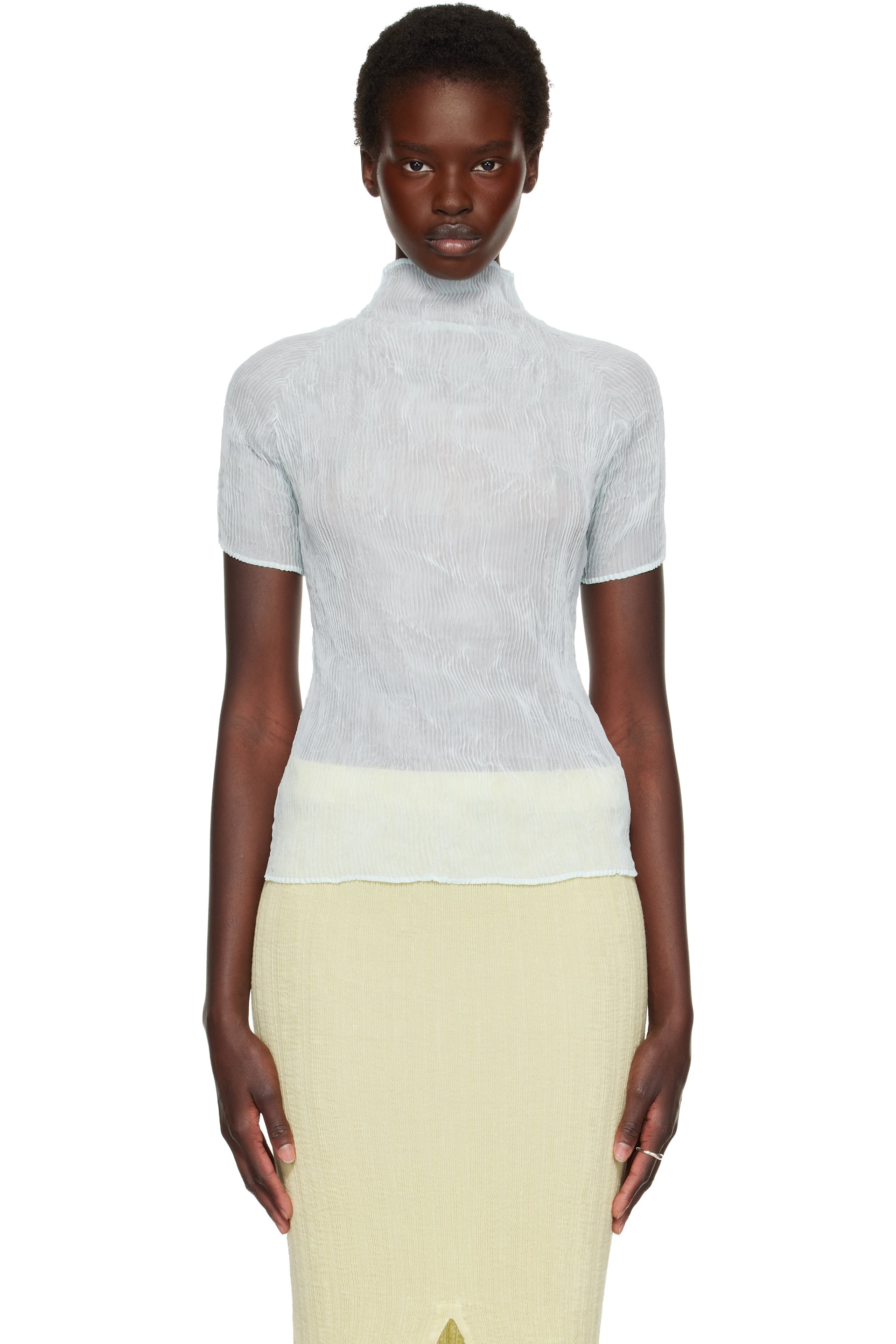 ISSEY MIYAKE - Blue Chiffon Twist 1 Top