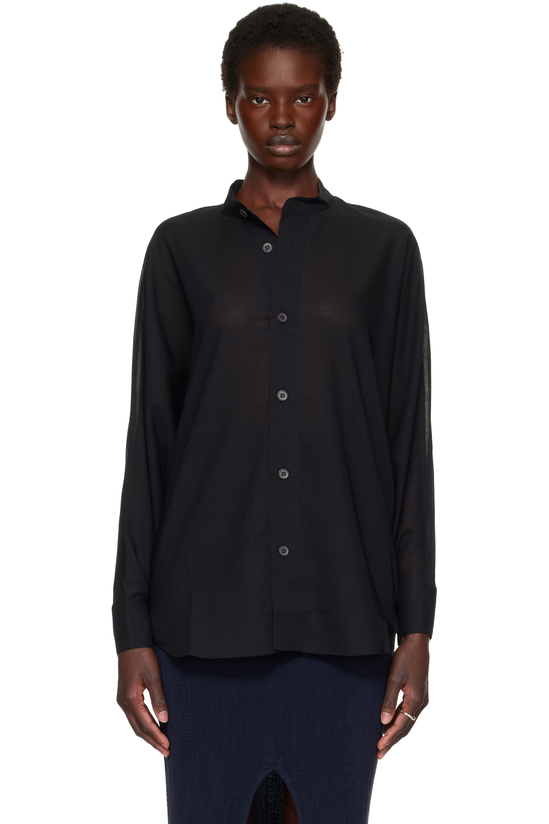 ISSEY MIYAKE - Black Sheer Wool Shirt