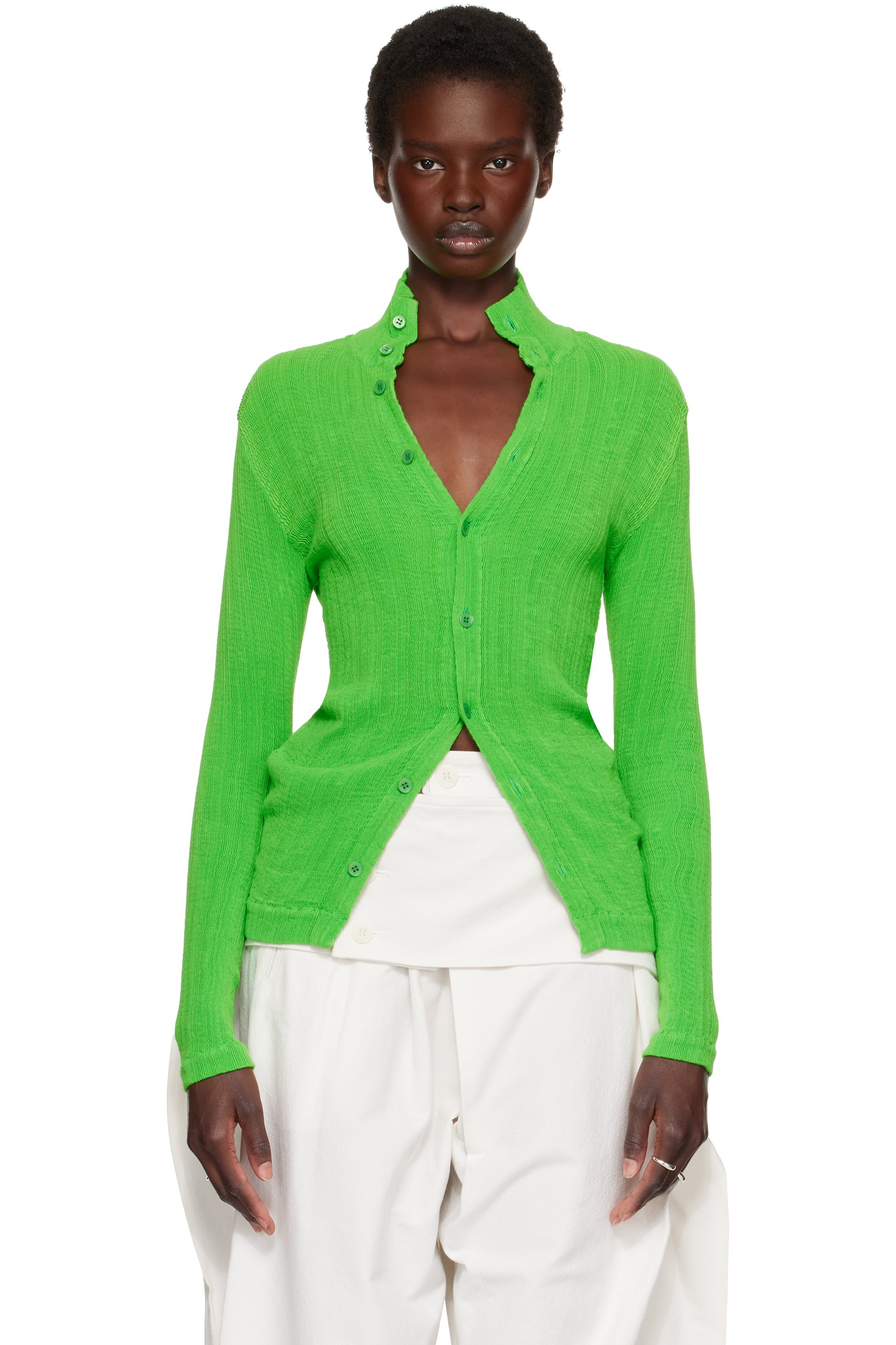 ISSEY MIYAKE - Green Rill Cardigan
