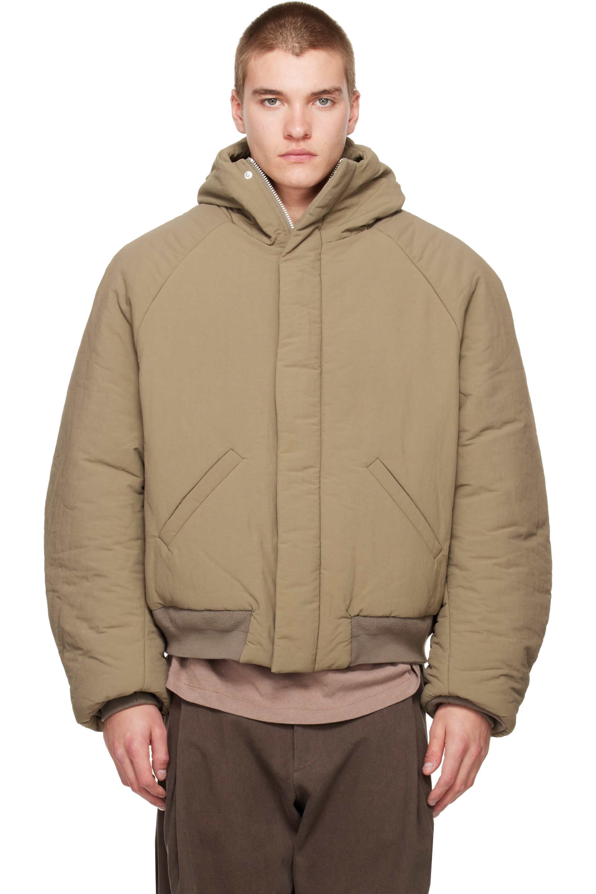 Seventh - Beige Orb Puffer Coat