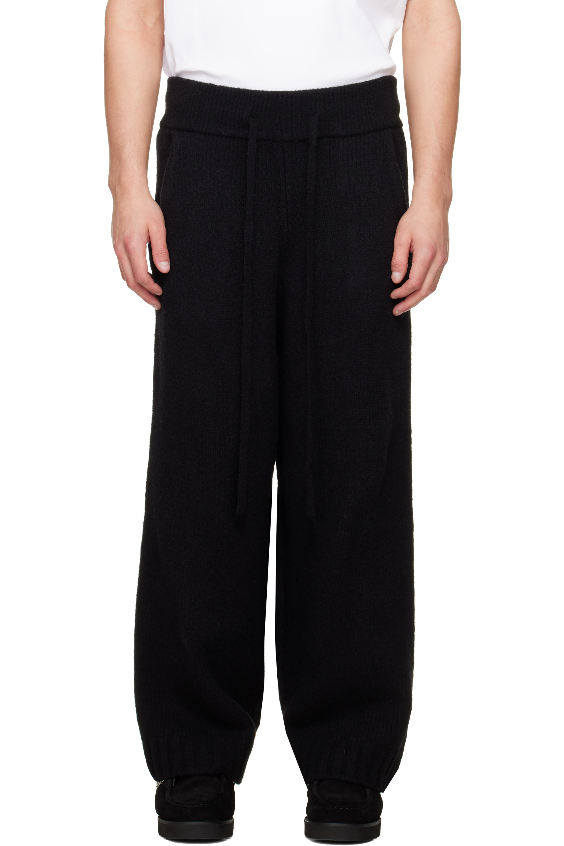 Seventh - Black Wool-Knit Stacks Sweatpants