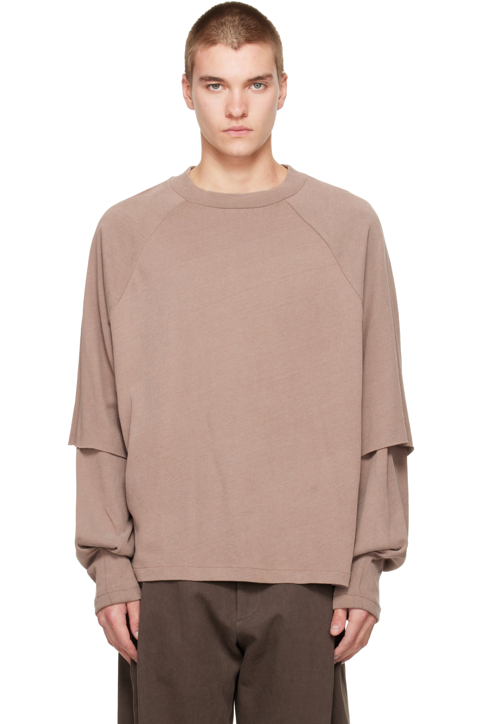 Seventh - T-shirt à manches raglan longues étagées brunes