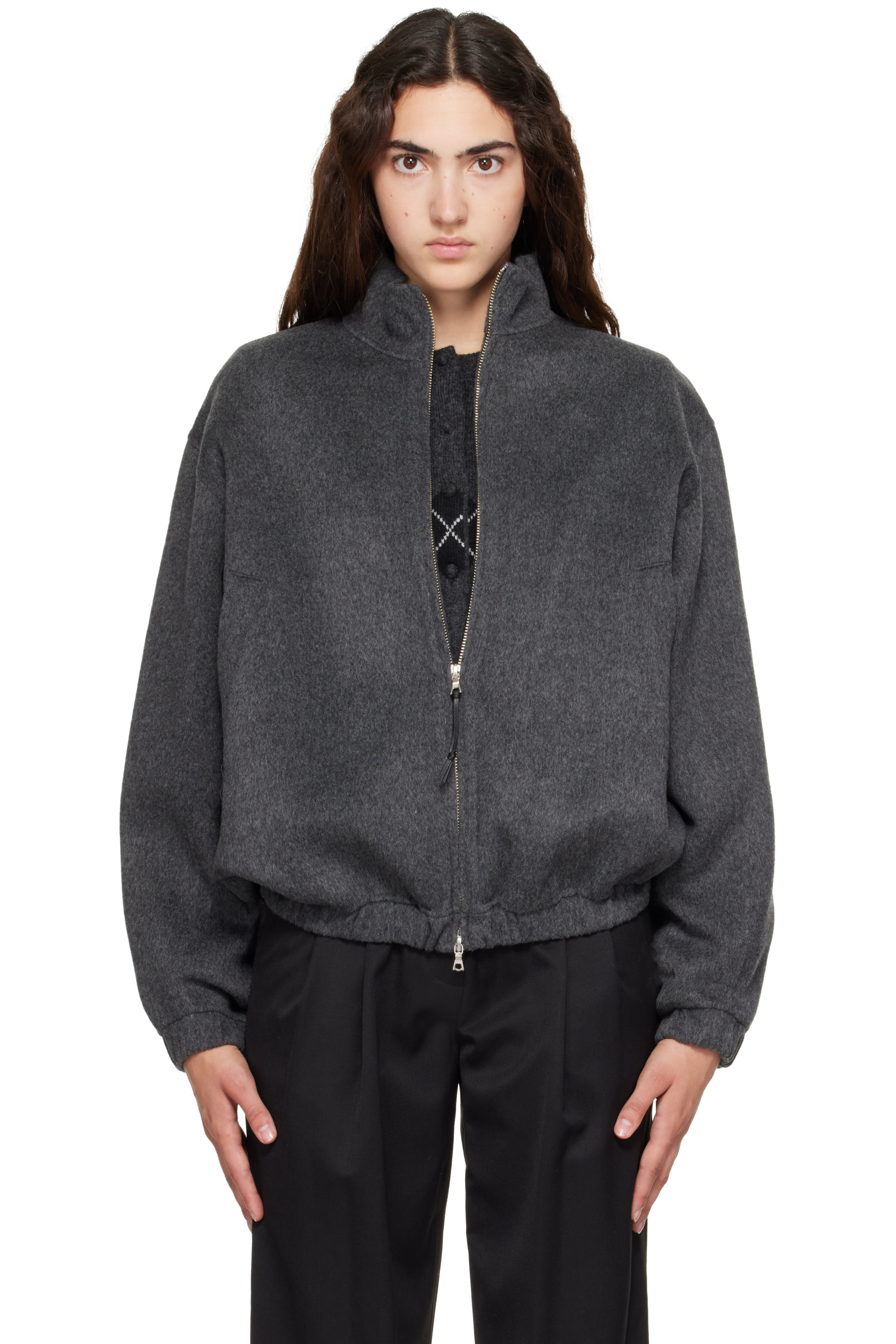 Nothing Written - Gray Plaza Zip Blouson Jacket
