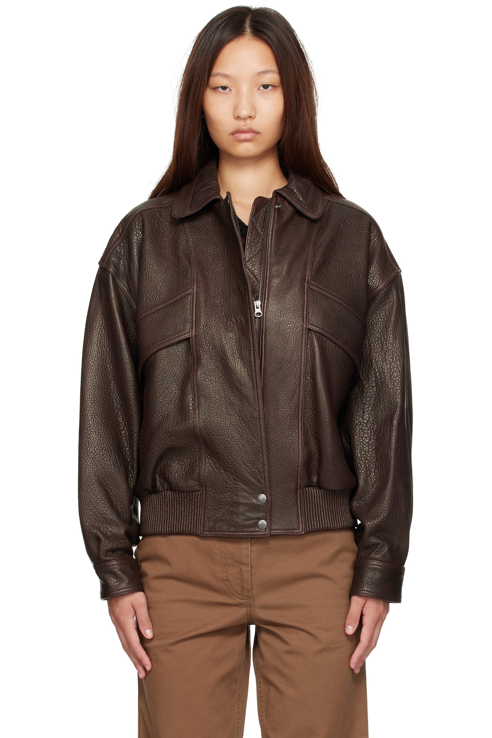 Nothing Written - Brown Lambskin Bomber Jacket