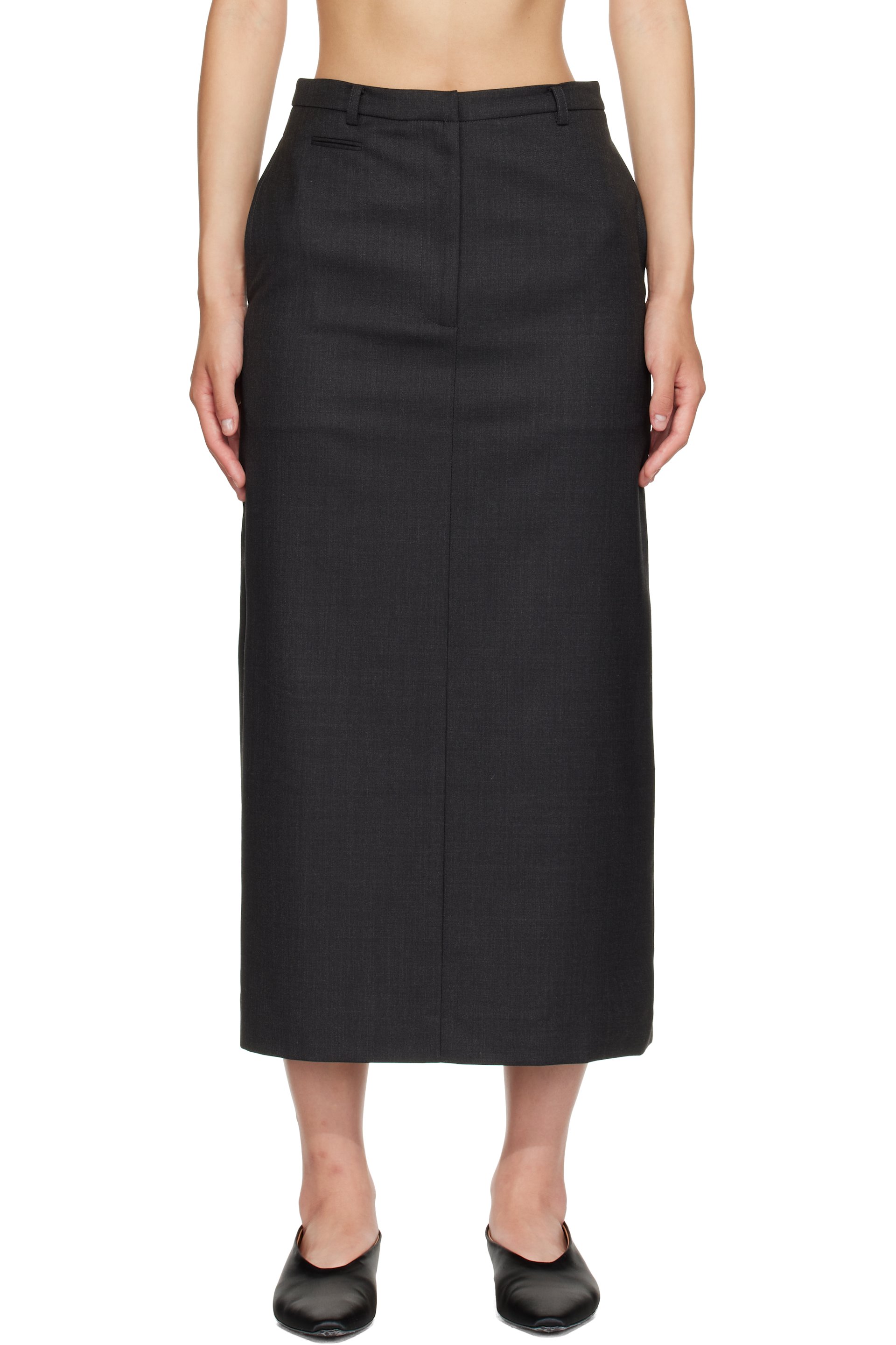 Nothing Written - Gray Bany Wool Midi skirt