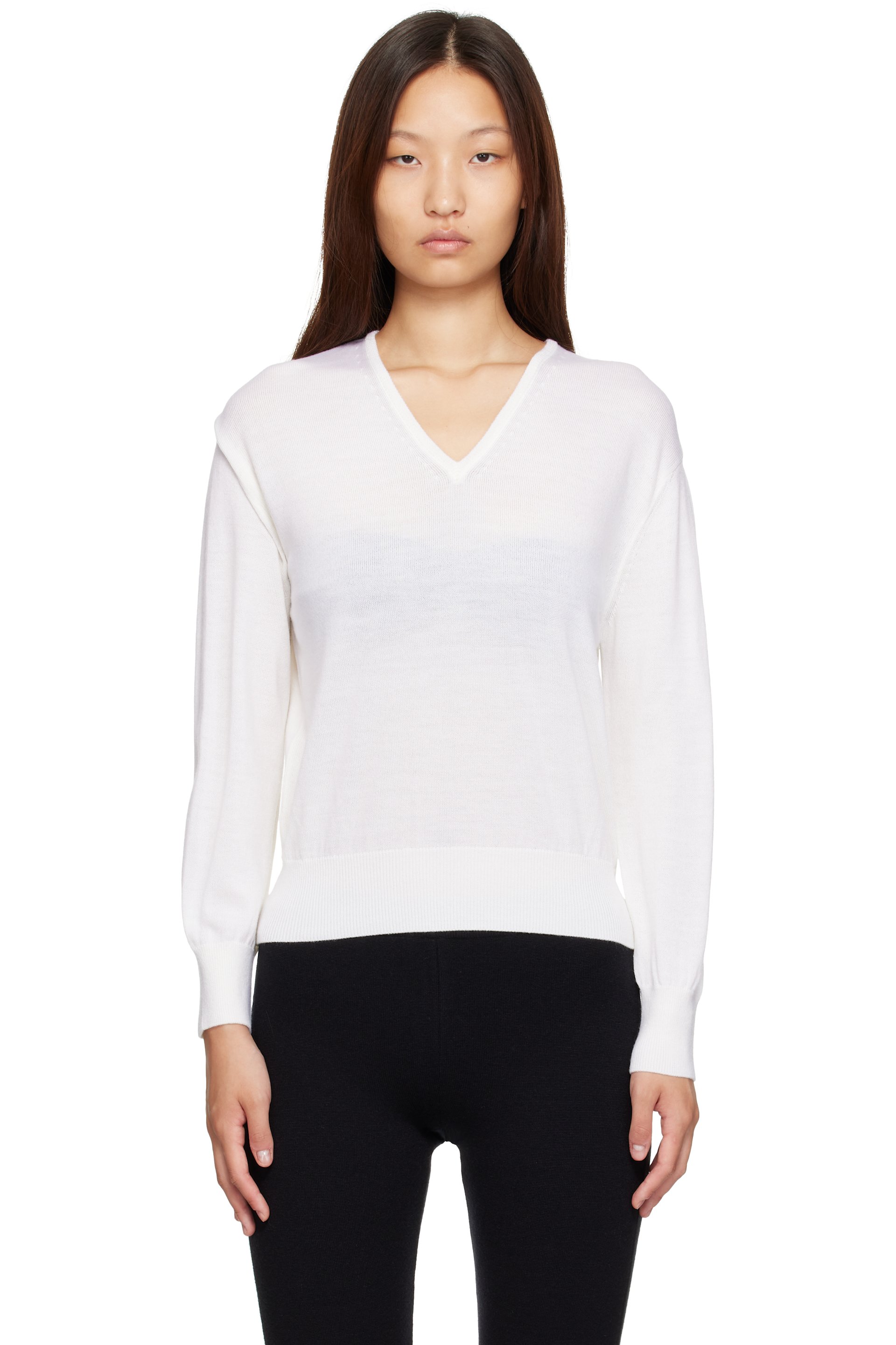 Nothing Written - White Sane V-neck Sweater
