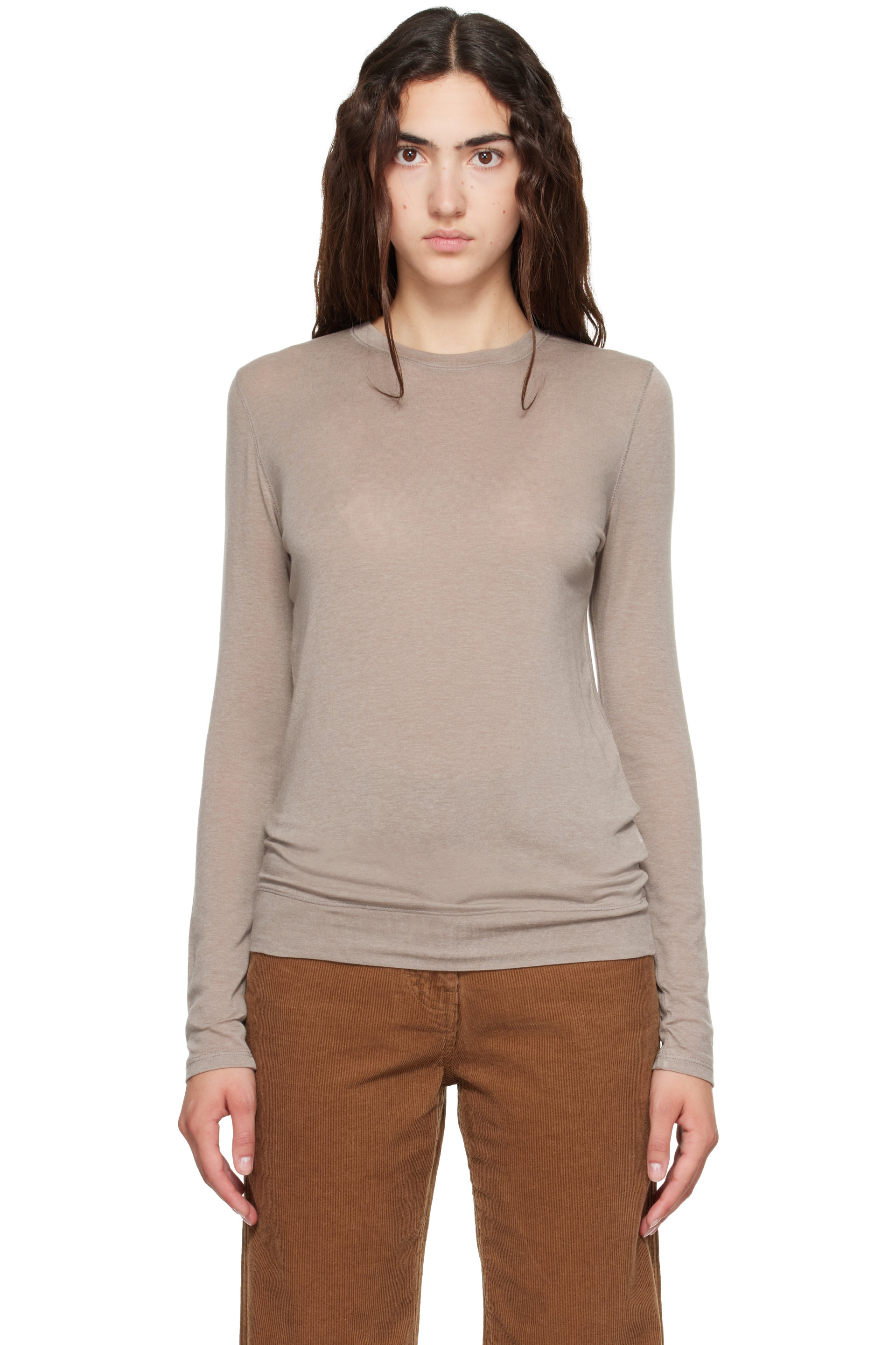 Nothing Written - Taupe Aima Wool Long Sleeve T-Shirt