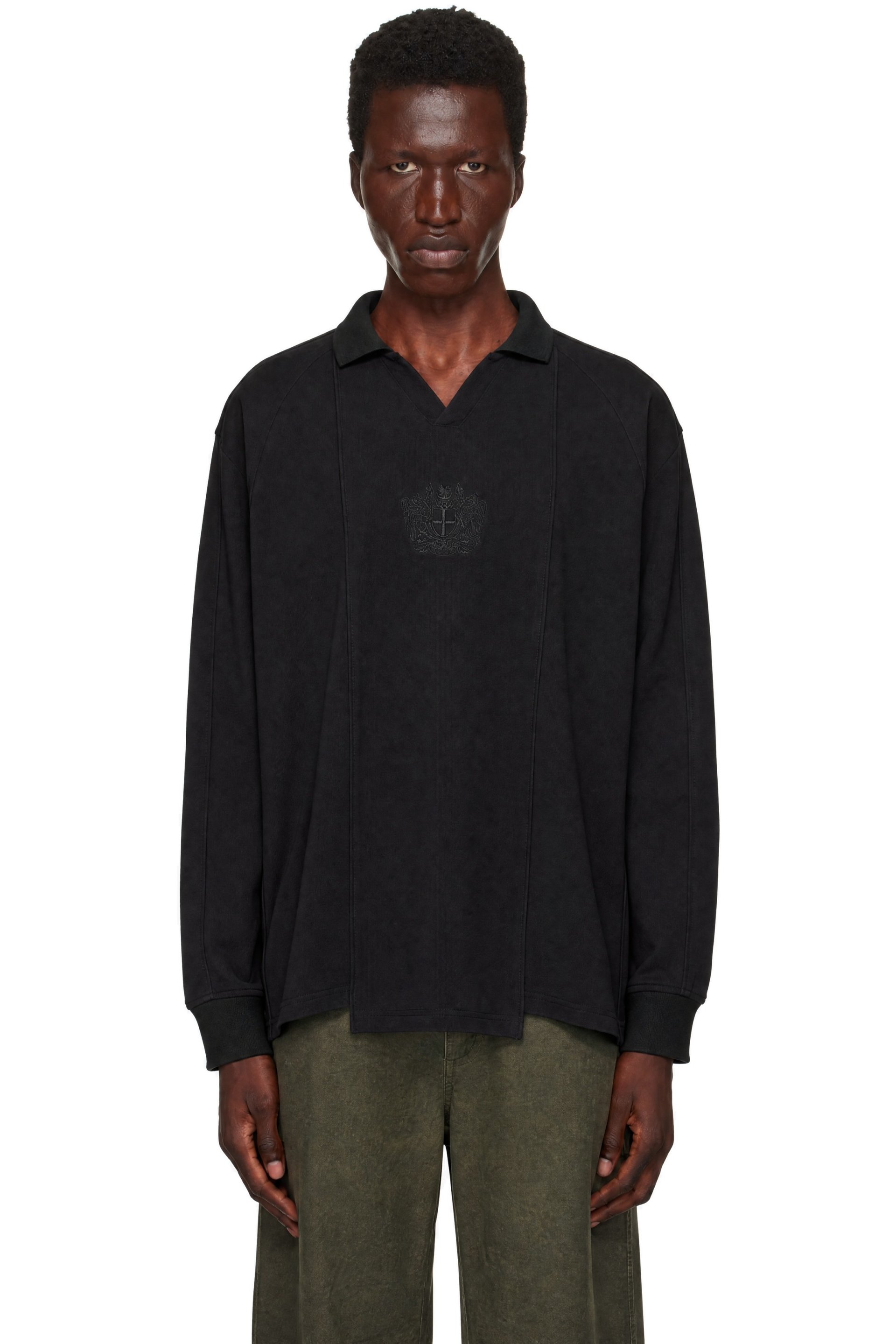 Han Kjobenhavn - Black Crest Long Sleeve Polo