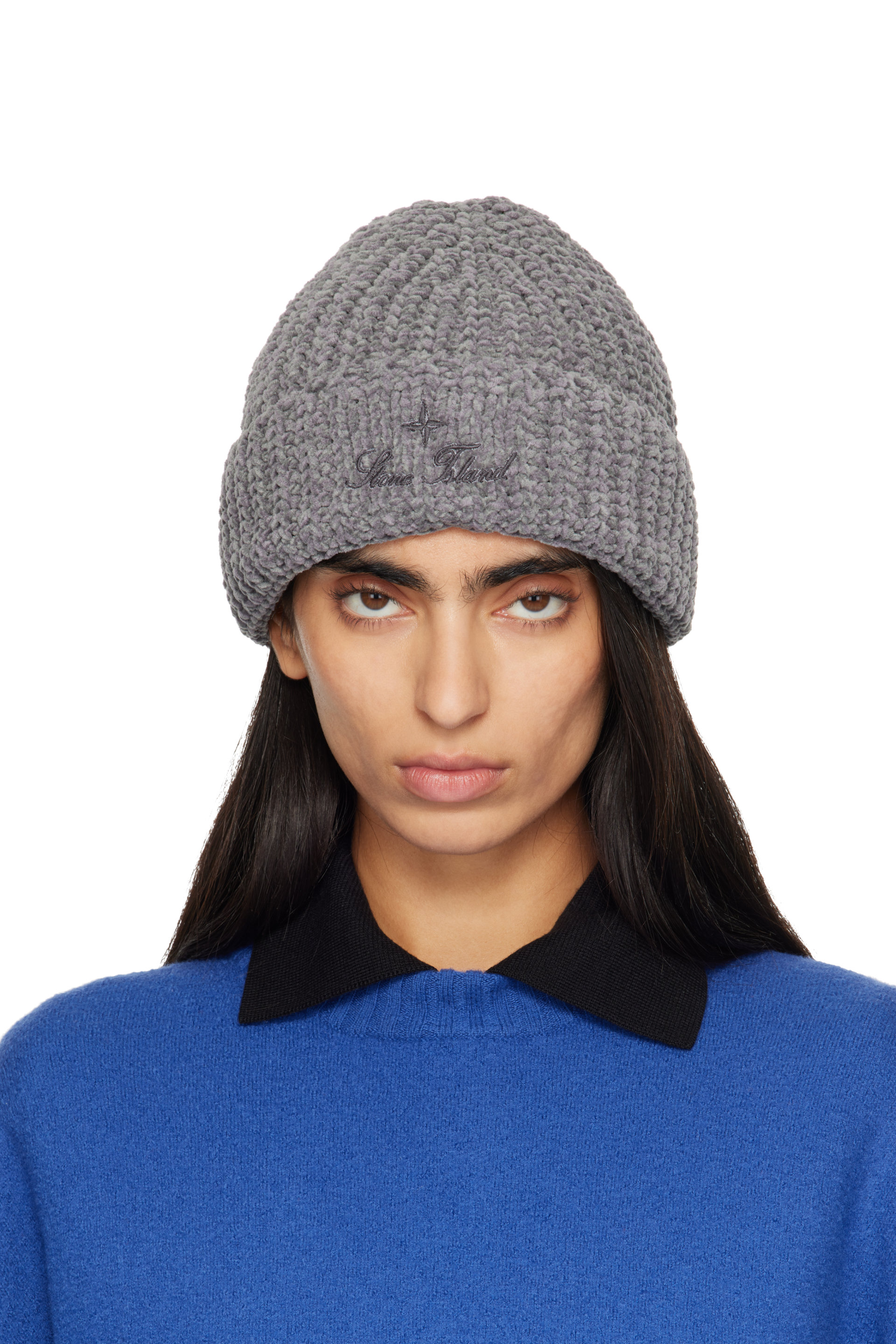 Stone Island - Gray N100001 Mouliné Cotton Chenille Beanie