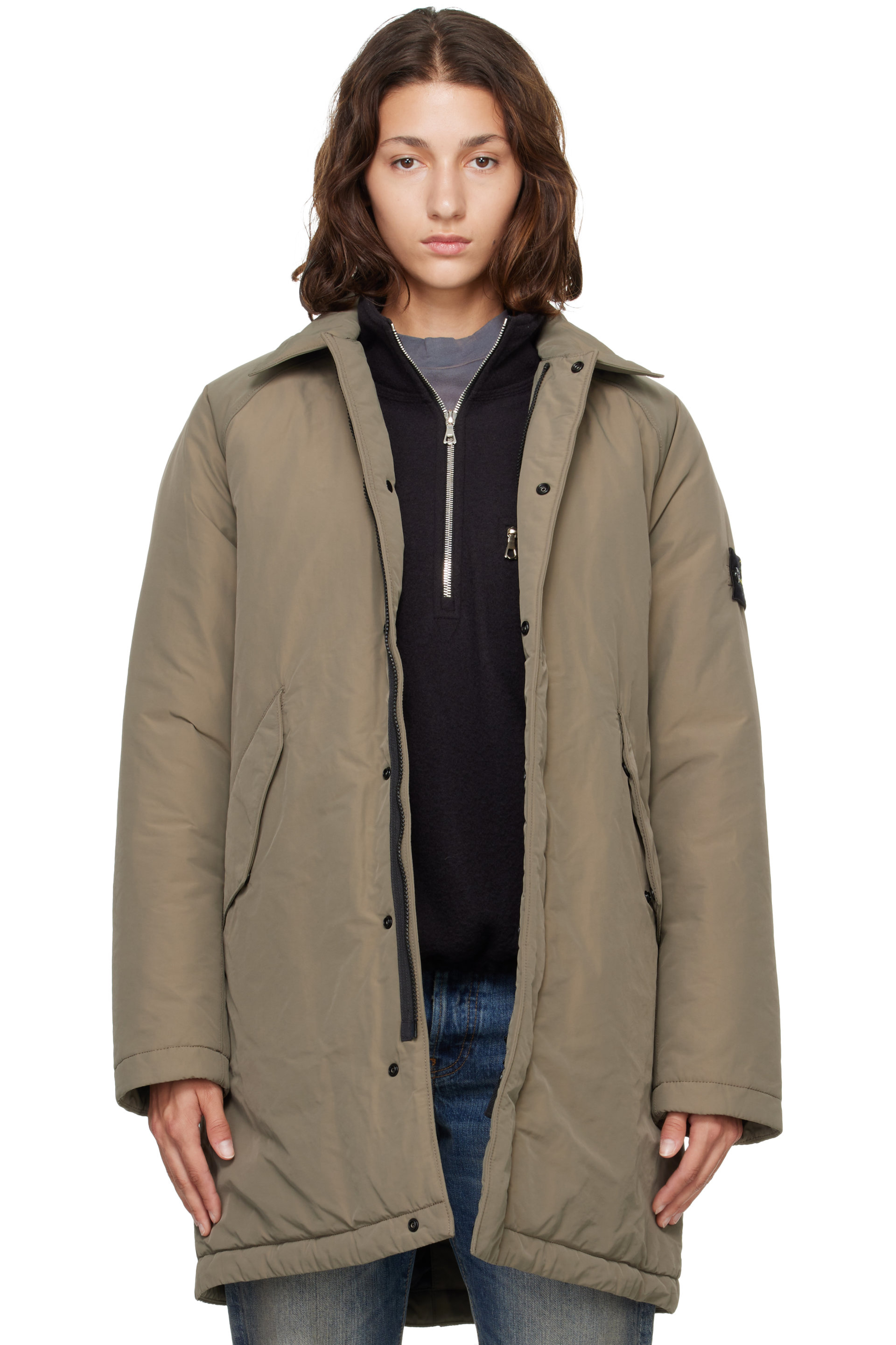 Stone Island - Taupe 7100002 Micro Twill Coat