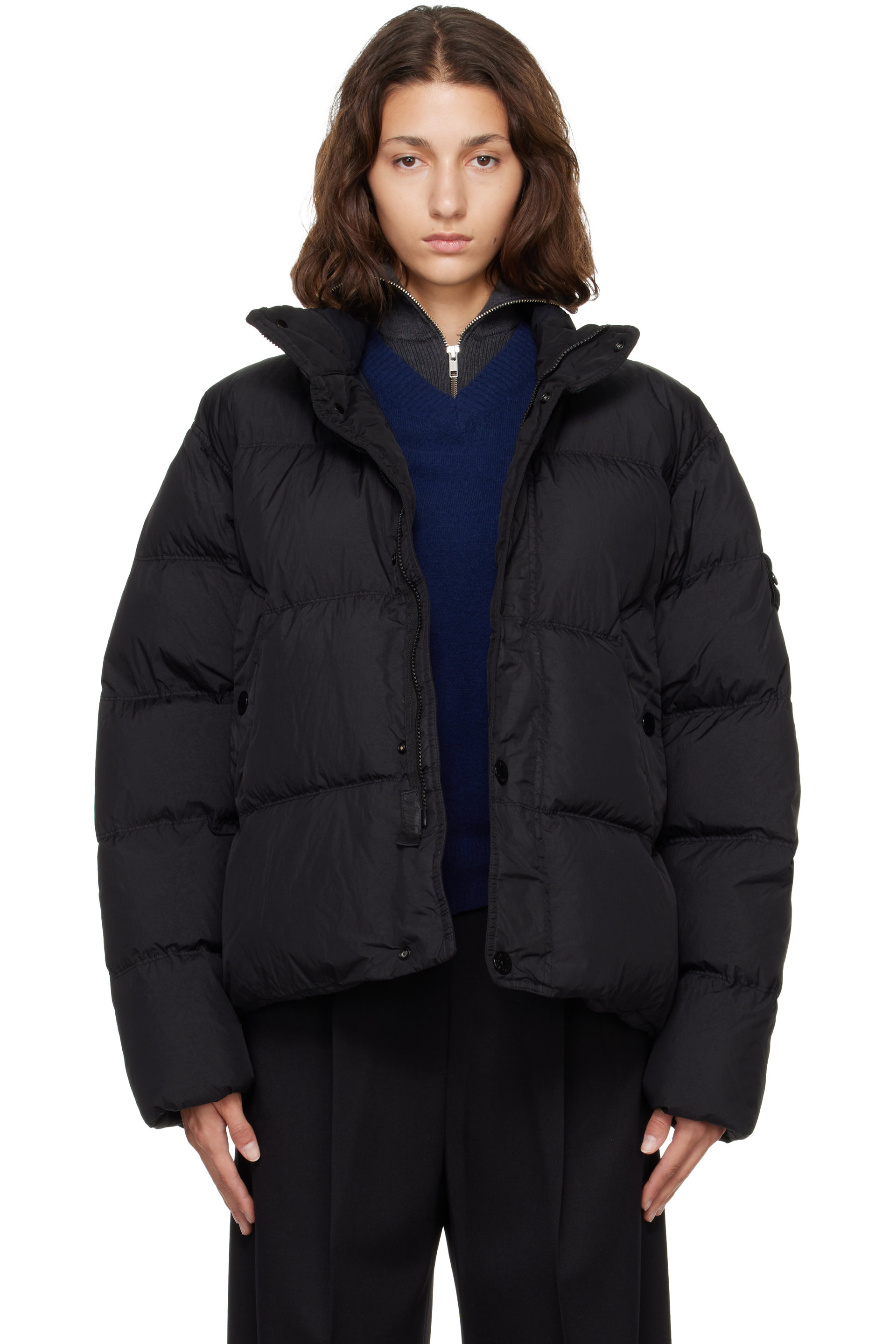 Stone Island - Black 4100109 Crinkle Reps NY Down Jacket