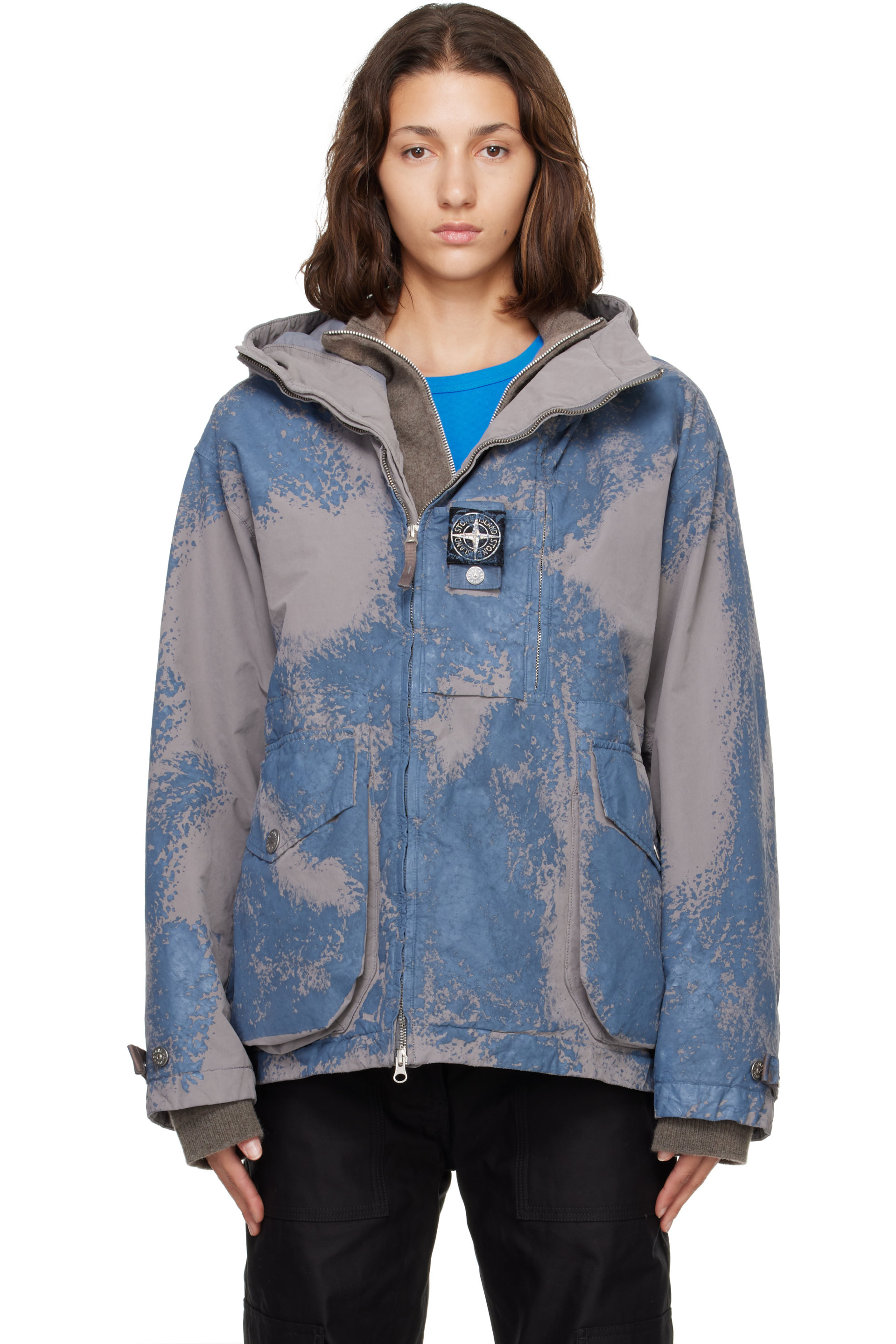 Stone Island - Gray Q100031 Hand Painted David Light-TC Jacket