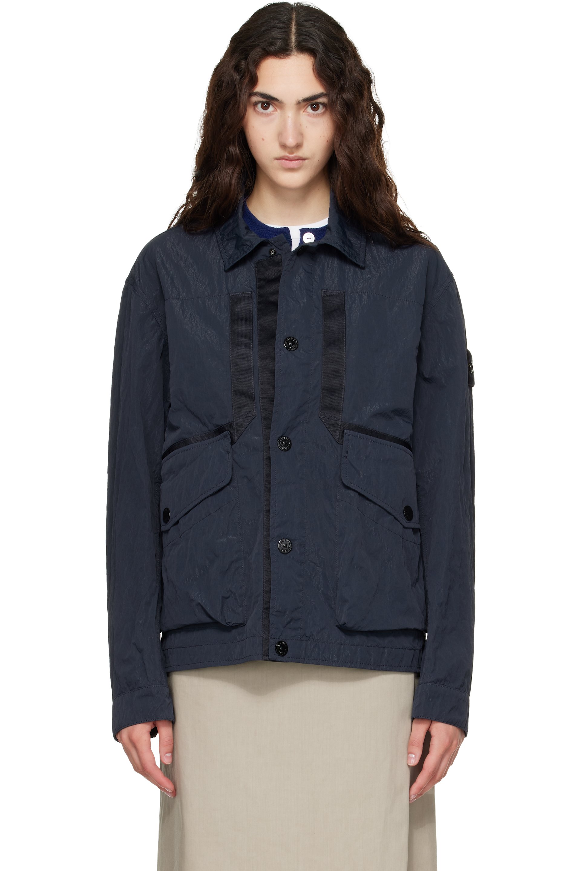 Stone Island - Navy Q100008 Warp Rib Nylon-TC Jacket