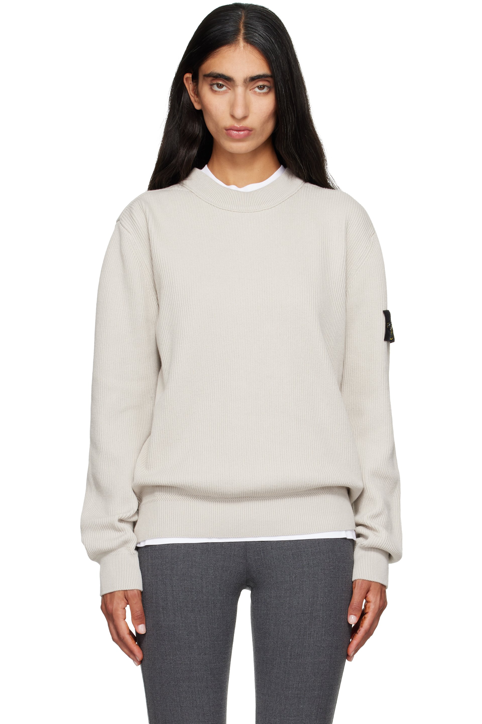 Stone Island - 米色 5100154 Ribbed Soft Organic Cotton 针织衫
