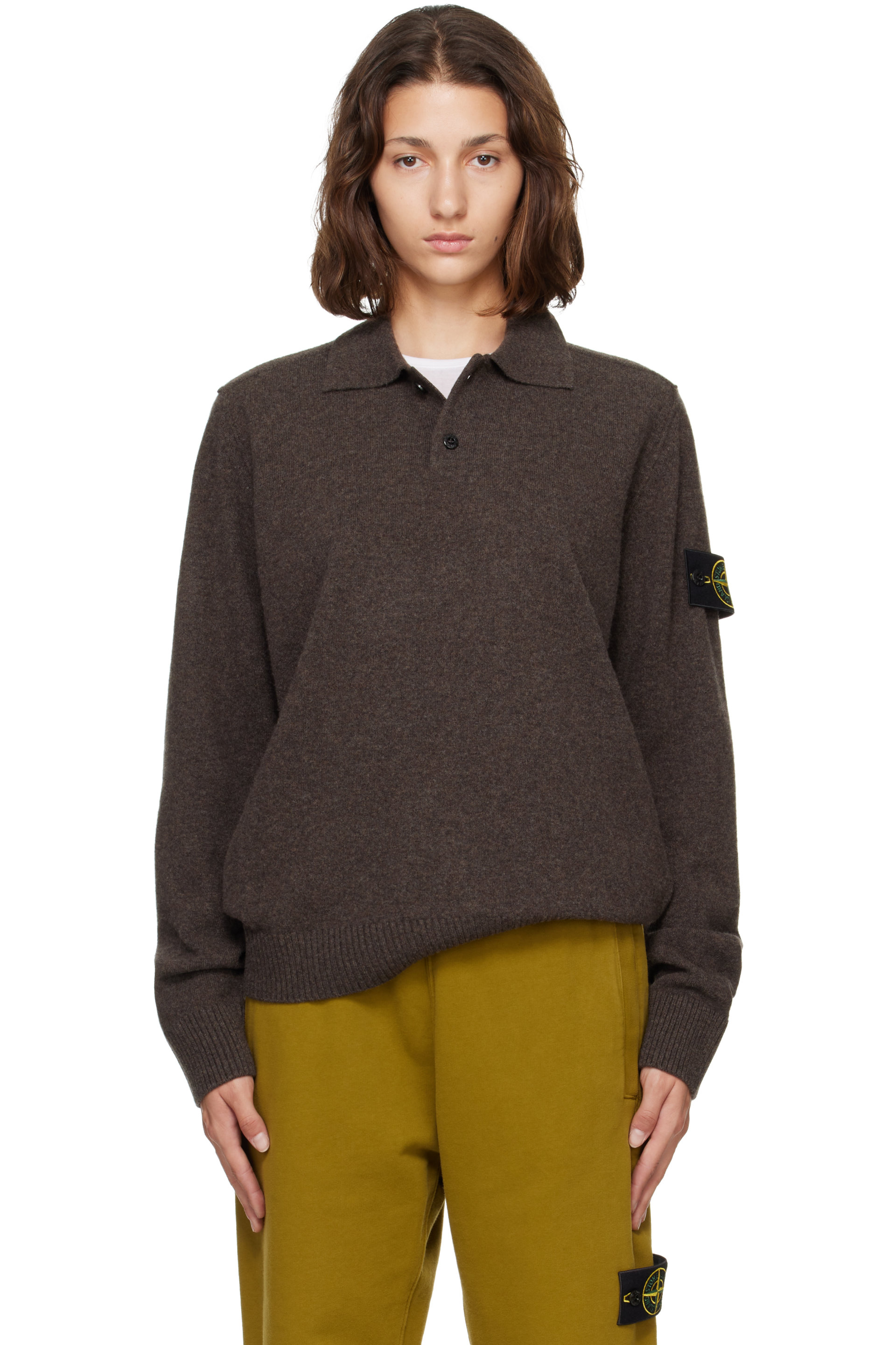 Stone Island - Brown 5100018 Light RWS Geelong Wool Polo