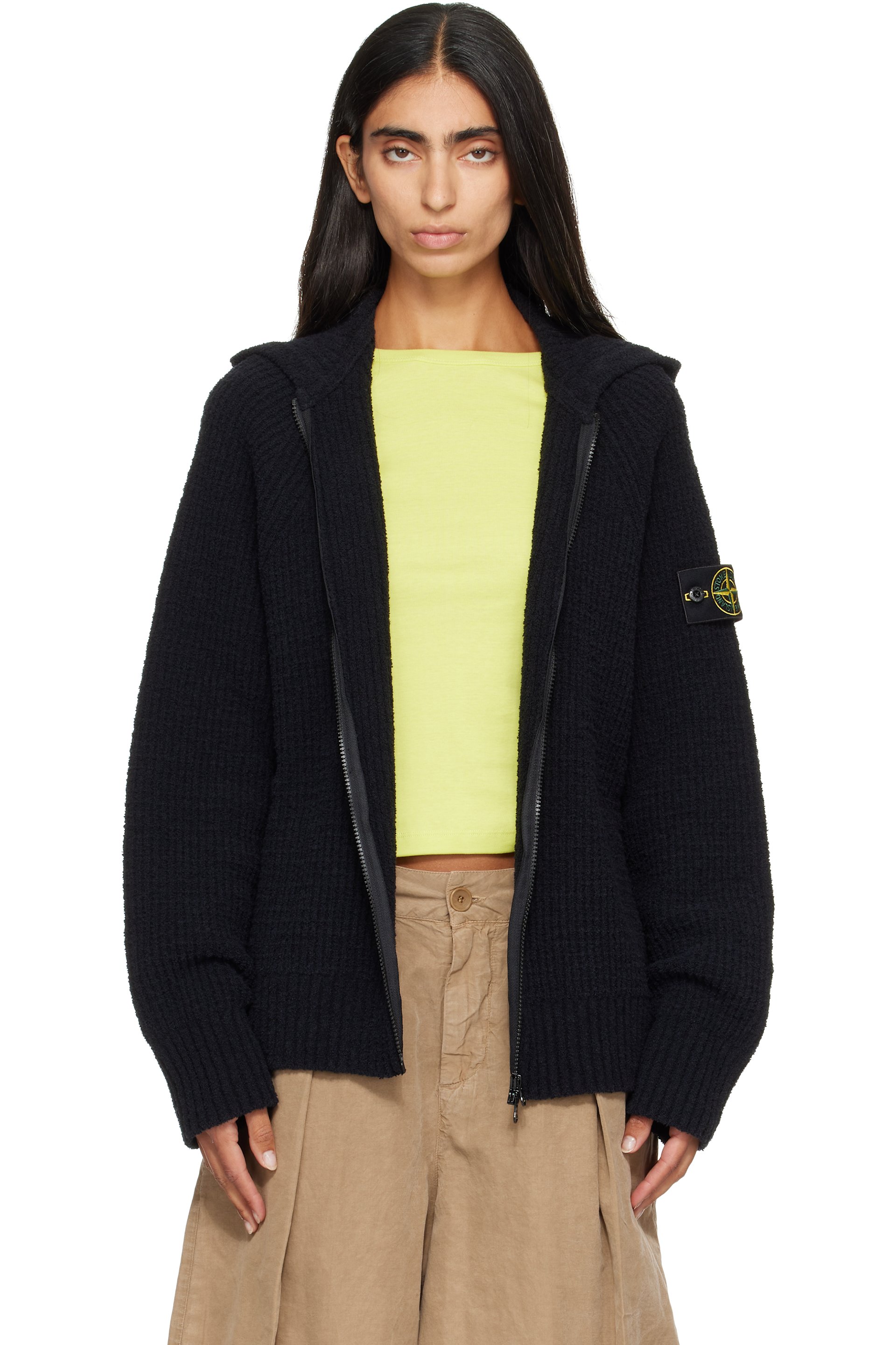 Stone Island - Black 5100005 Full Rib Cotton Boucle Hoodie