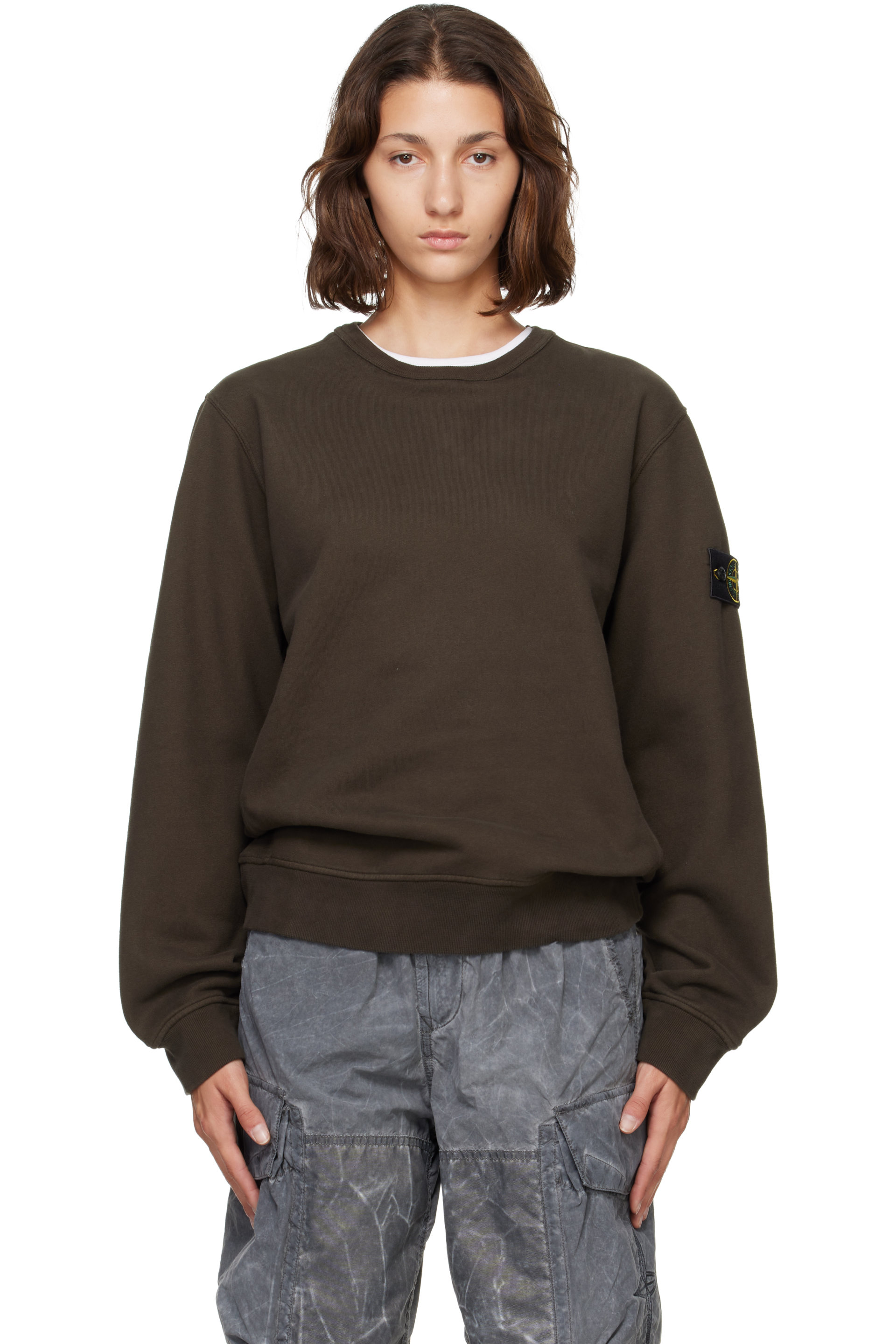 Stone Island - Brown 6100049 Brushed Organic Cotton Fleece Sweatshirt
