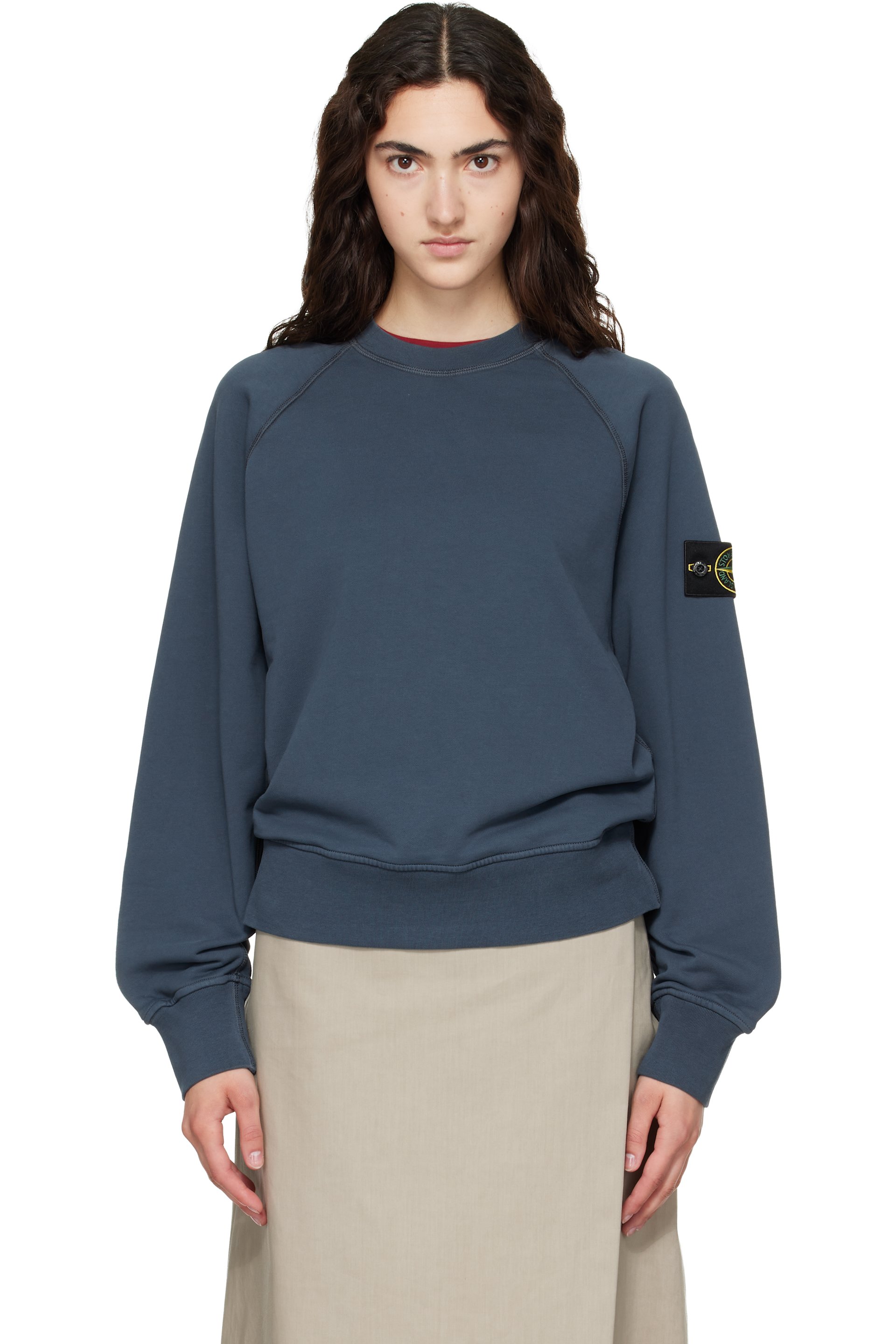 Stone Island - Navy 6100008 Organic Cotton Fleece Sweatshirt