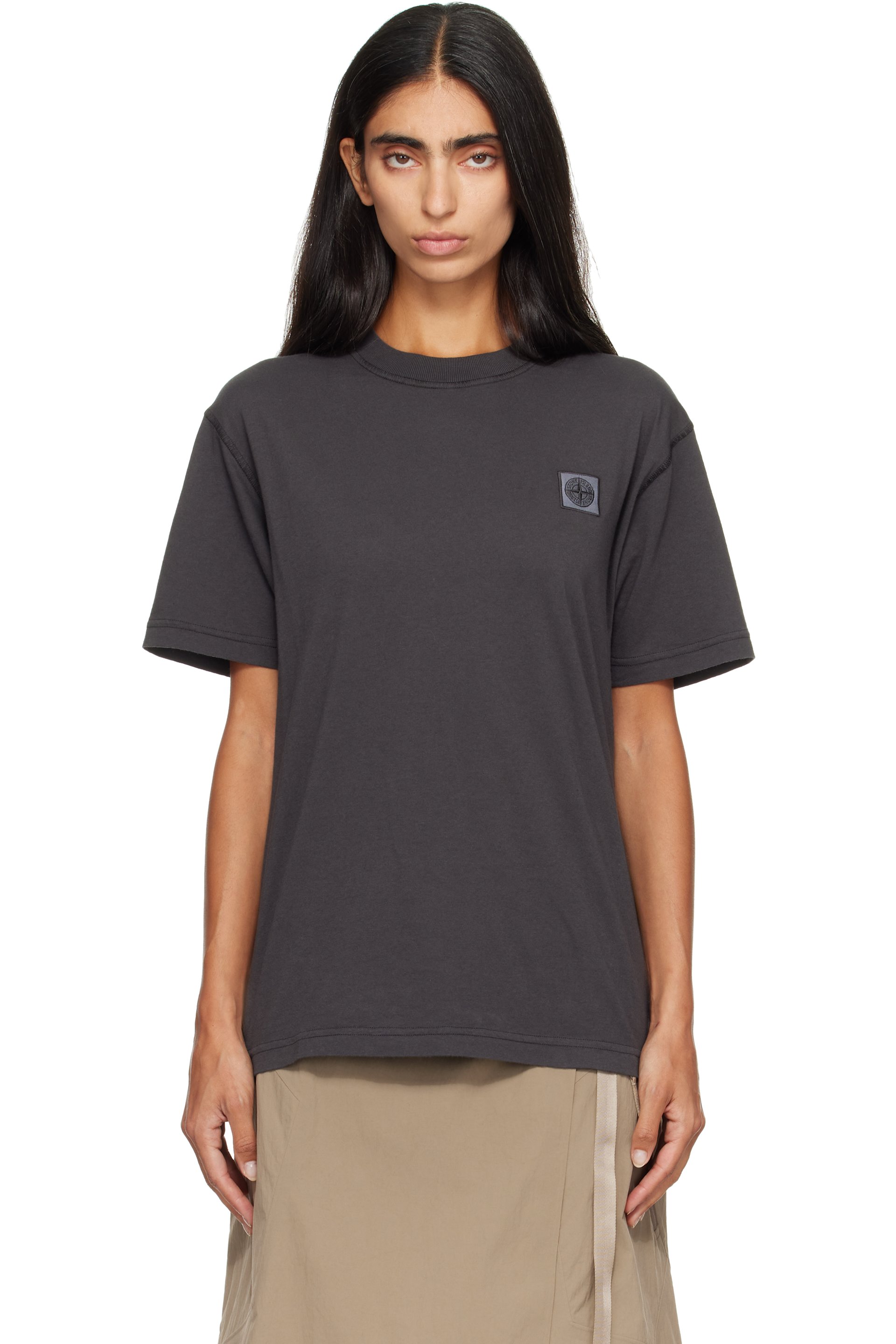 Stone Island - 灰色 2100026 Organic Cotton Jersey Fissato Effect T 恤