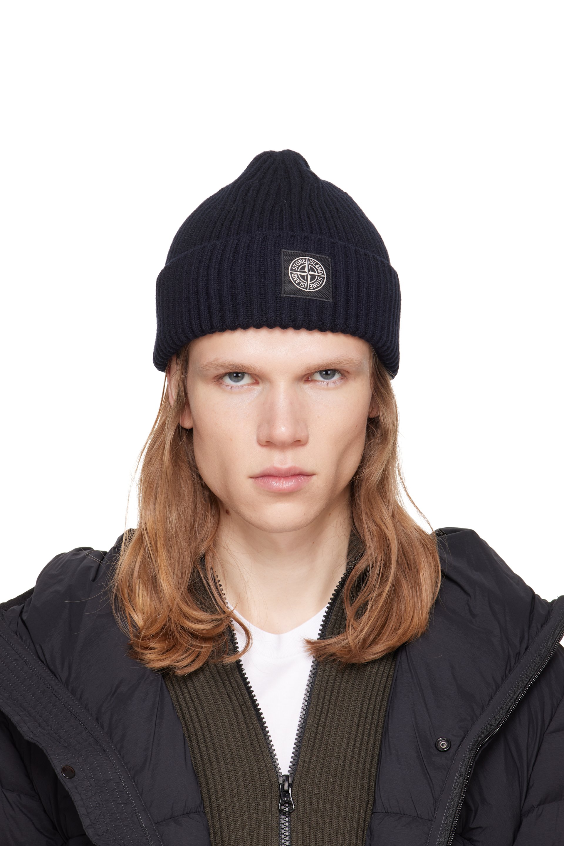 Stone Island - 黑色 N100002 Rib Wool 毛线帽