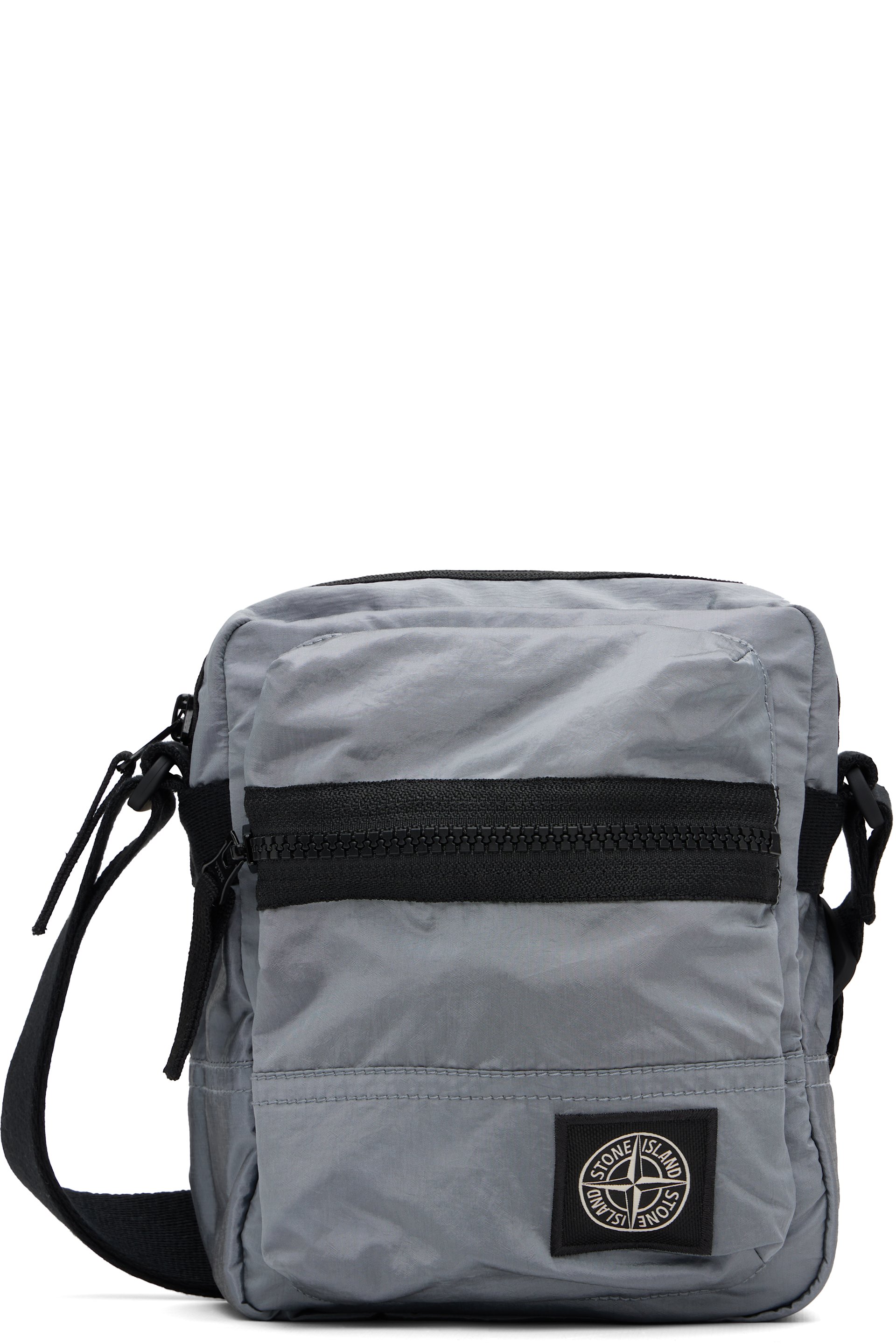 Stone Island - Sac 9200015 gris en nylon ECONYL iridescent enduit