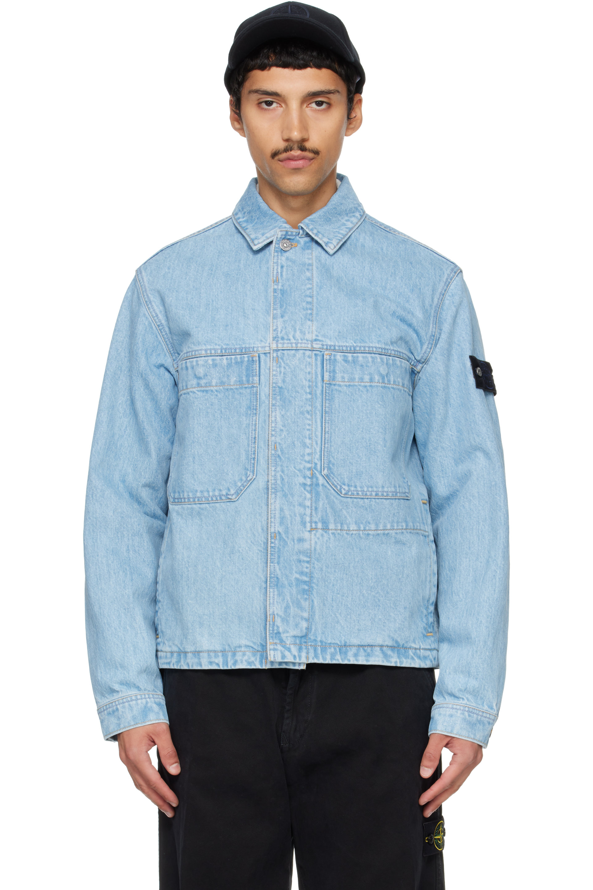 Stone Island - Blue 4100006 Grainy Wash Indigo Denim Jacket