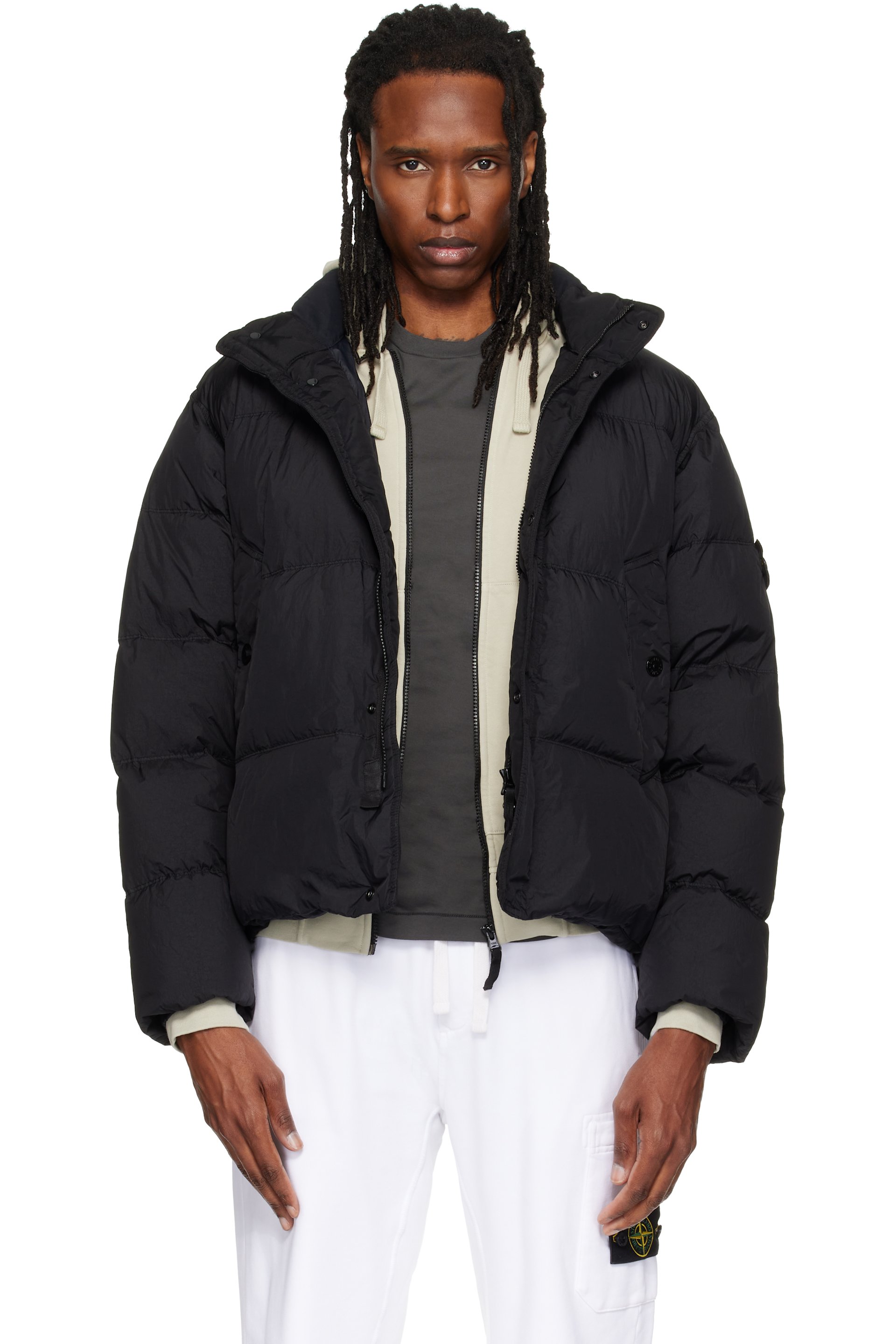 Stone Island - Black 4100109 Crinkle Reps NY Down Jacket