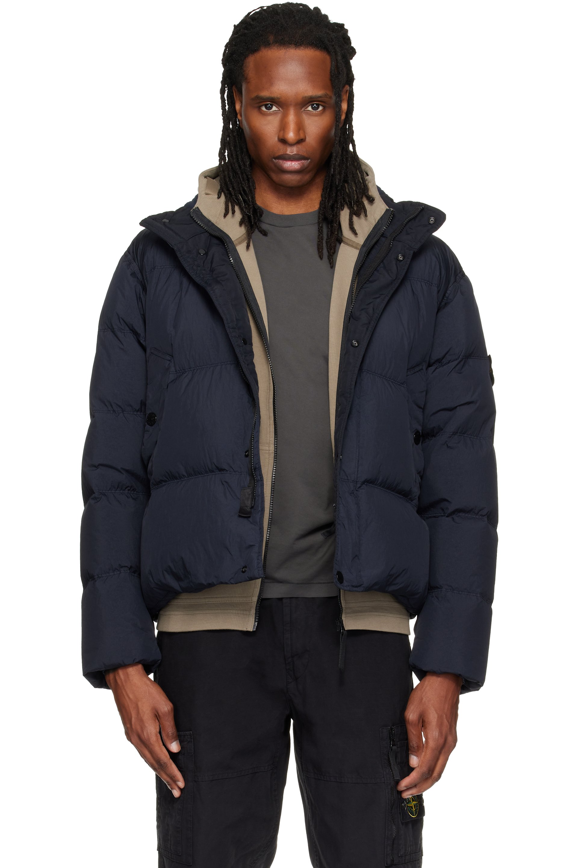 Stone Island - Navy 4100109 Crinkle Reps NY Down Jacket