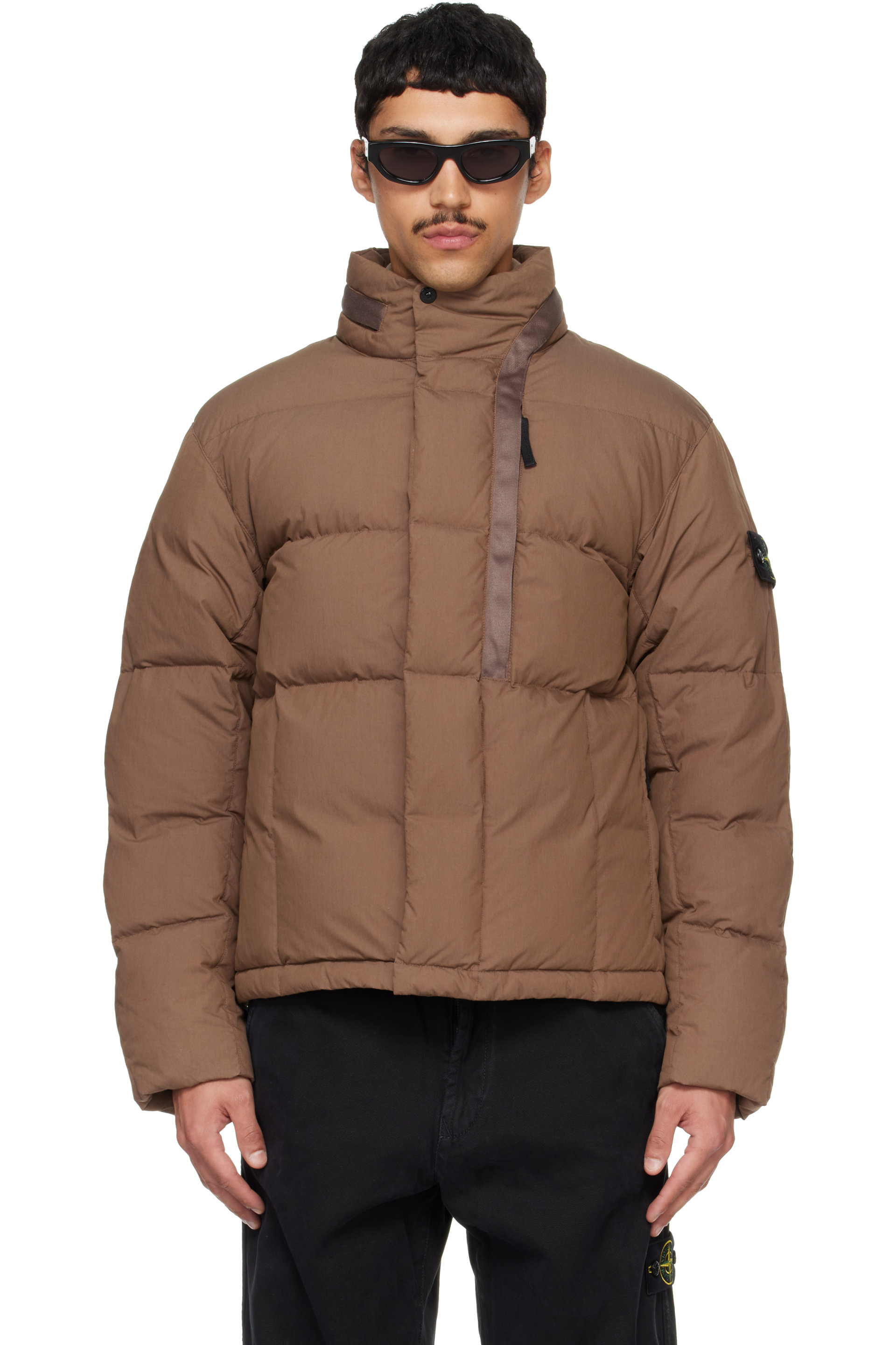 Stone Island - Blouson 4100083 Tela brun en nylon et coton rembourré en duvet