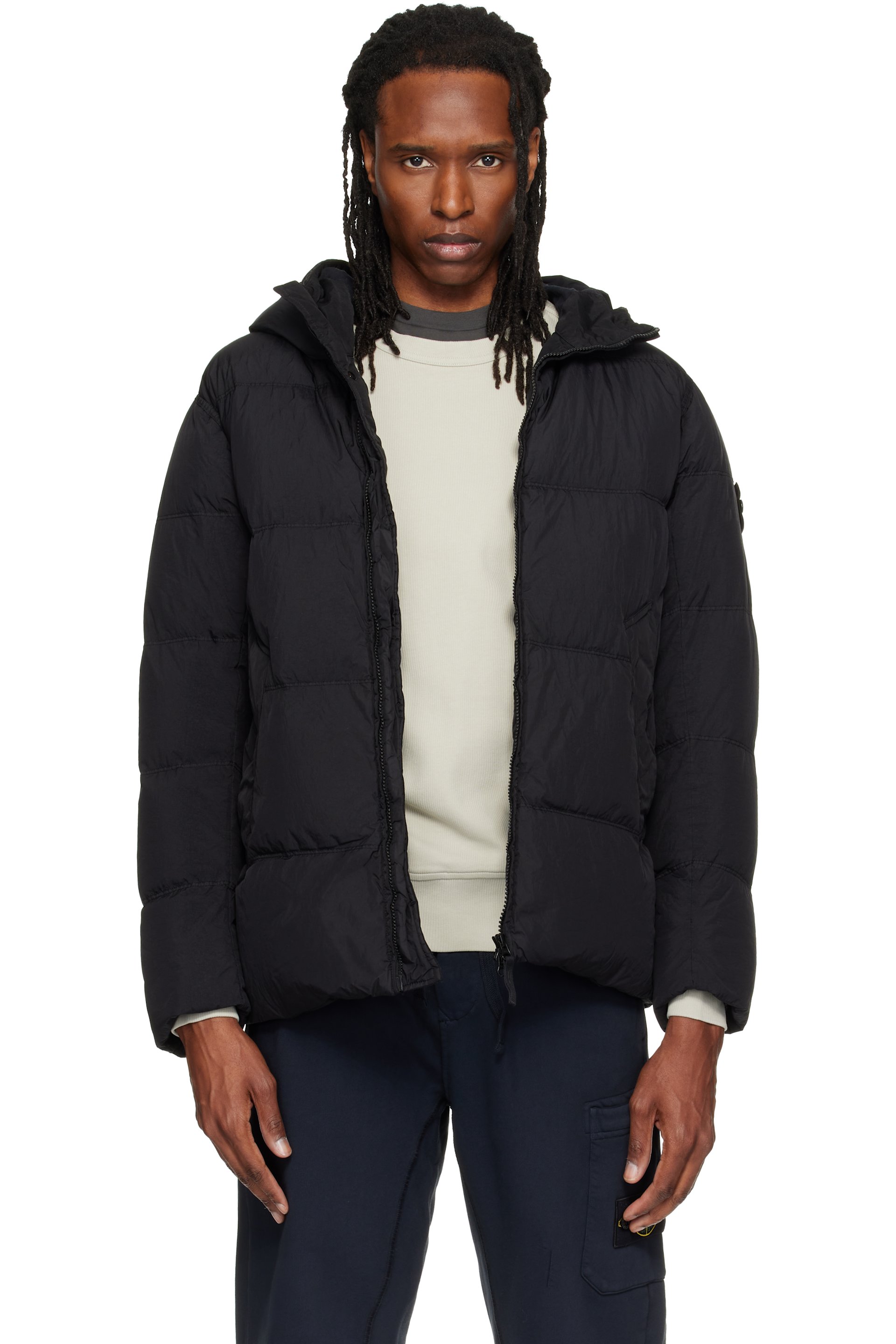 Stone Island - Black 4100037 Crinkle Reps NY Down Jacket