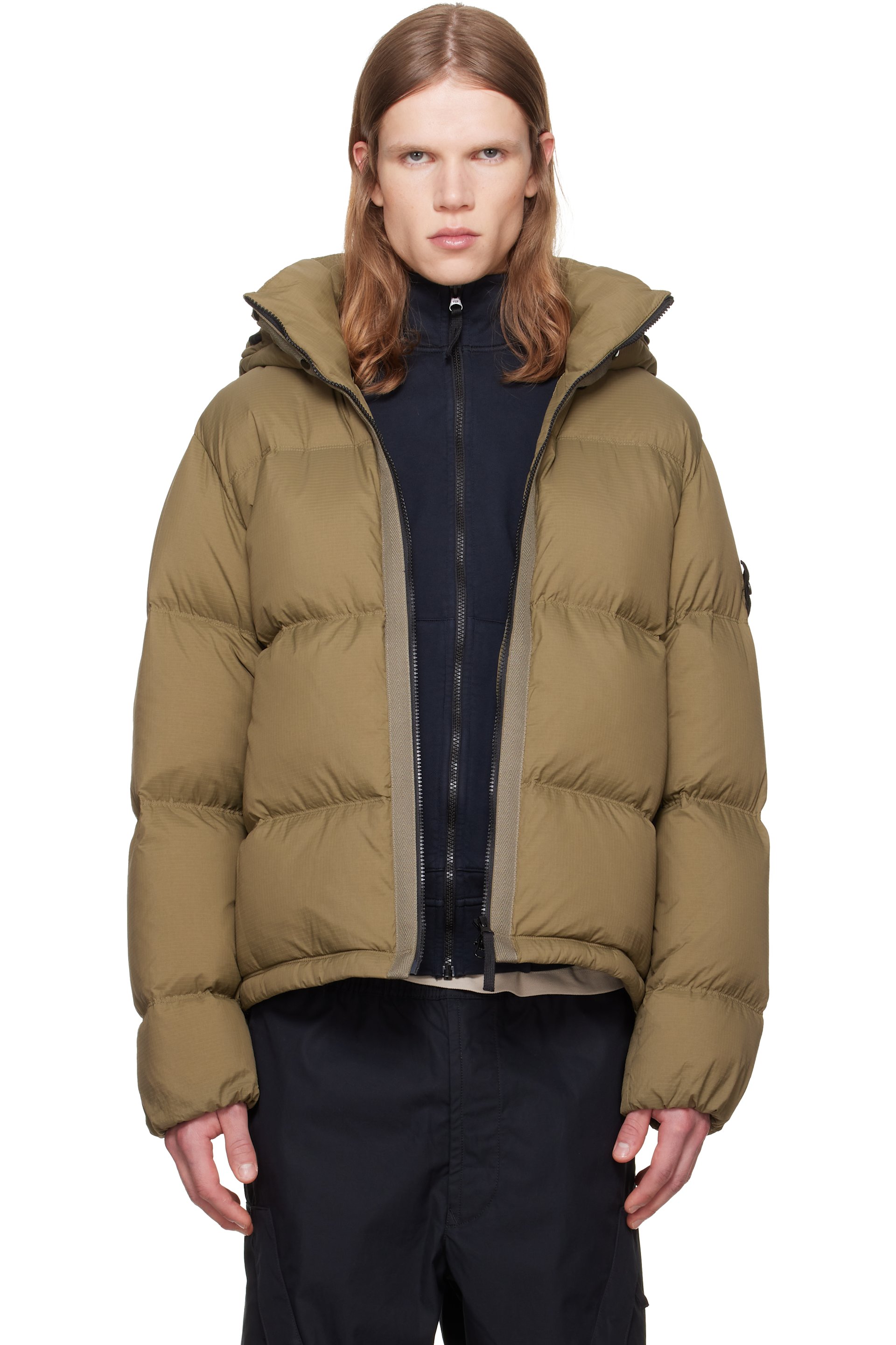 Stone Island - Blouson 4100013 Matt kaki en CORDURA rembourré en duvet