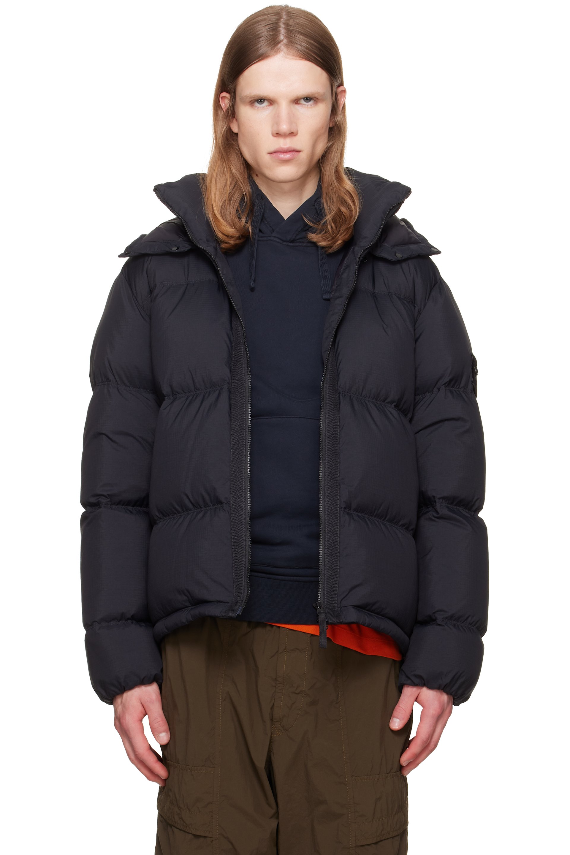 Stone Island - Blouson 4100013 Matt noir en tissu antidéchirures CORDURA rembourré en duvet