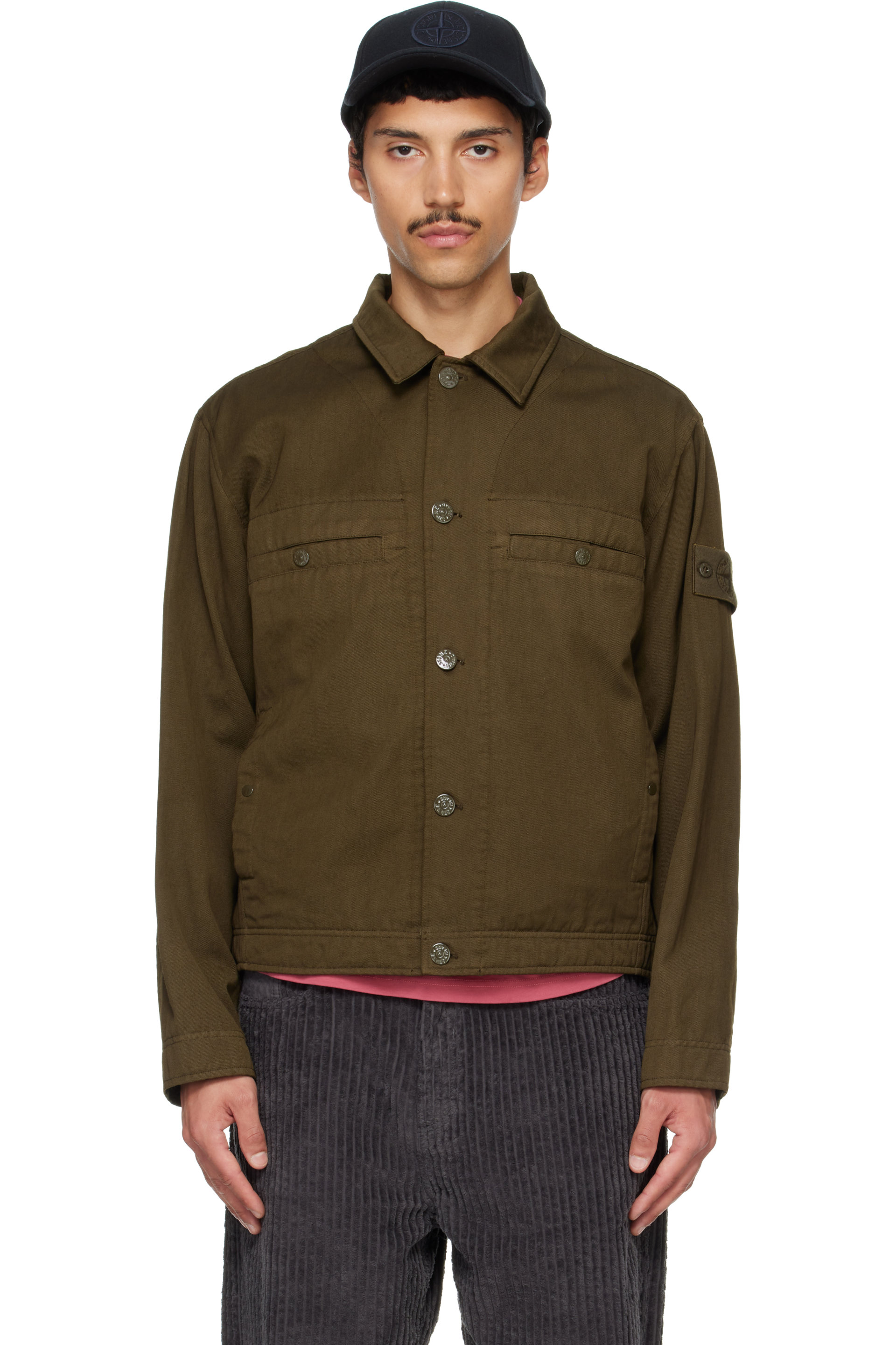 Stone Island - Khaki Q100039 Wool Cotton Biker Jacket