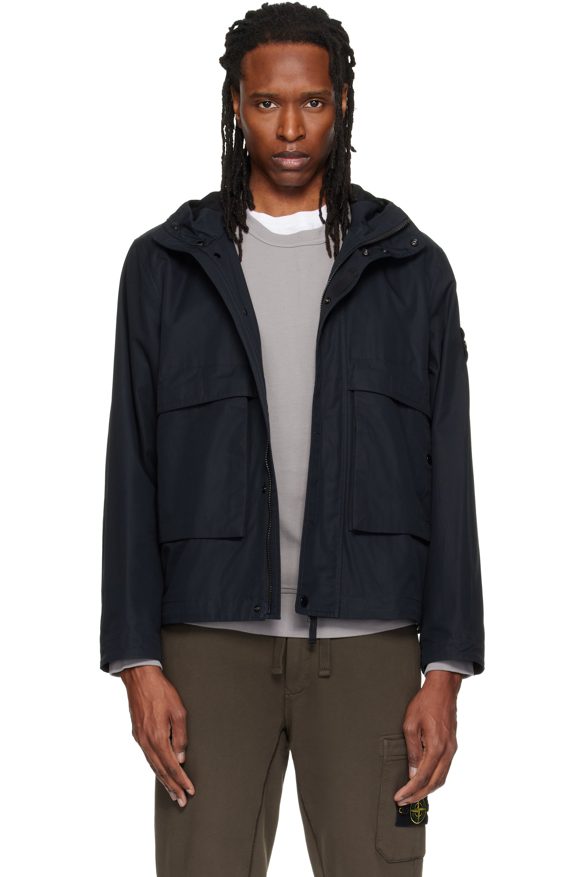 Stone Island - Black Q100025 All-Weather Cotton Canvas_S.I. Ghost Jacket