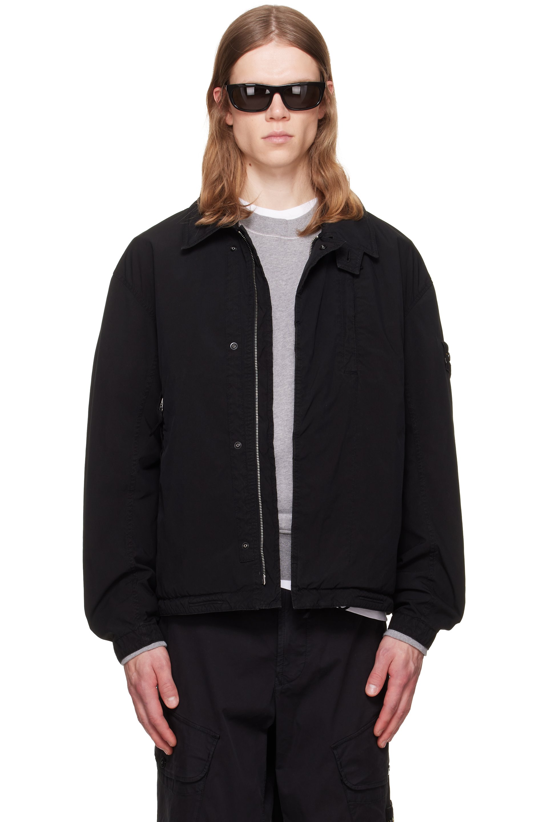 Stone Island - Blouson Q100011 TC noir en taffetas compact léger de polyester