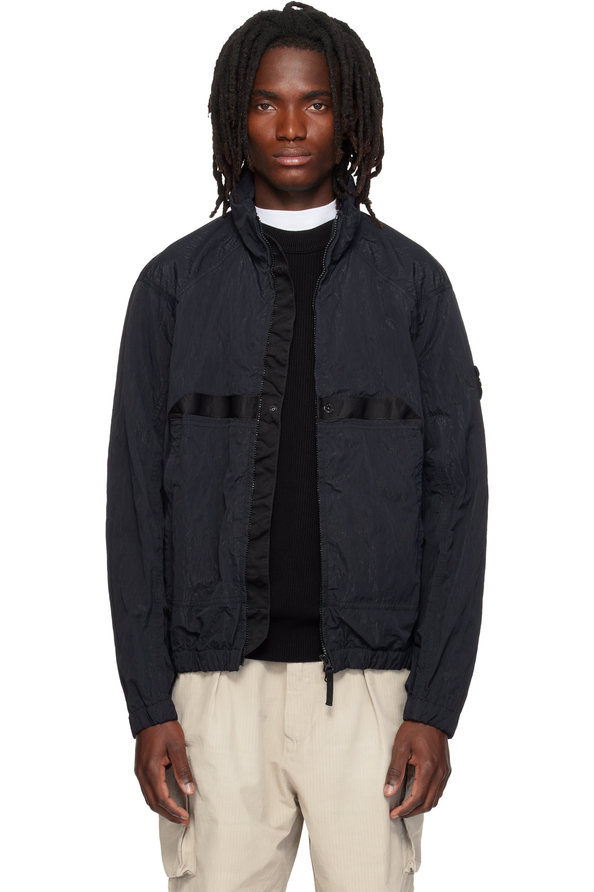 Stone Island - Black Q100009 Warp Rib Nylon-TC Jacket