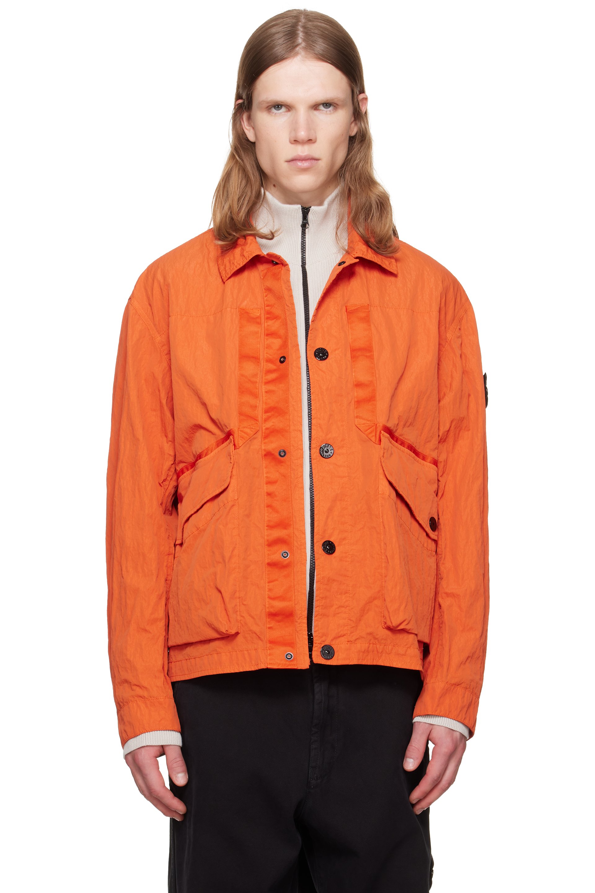 Stone Island - Blouson Q100009 TC orange en nylon