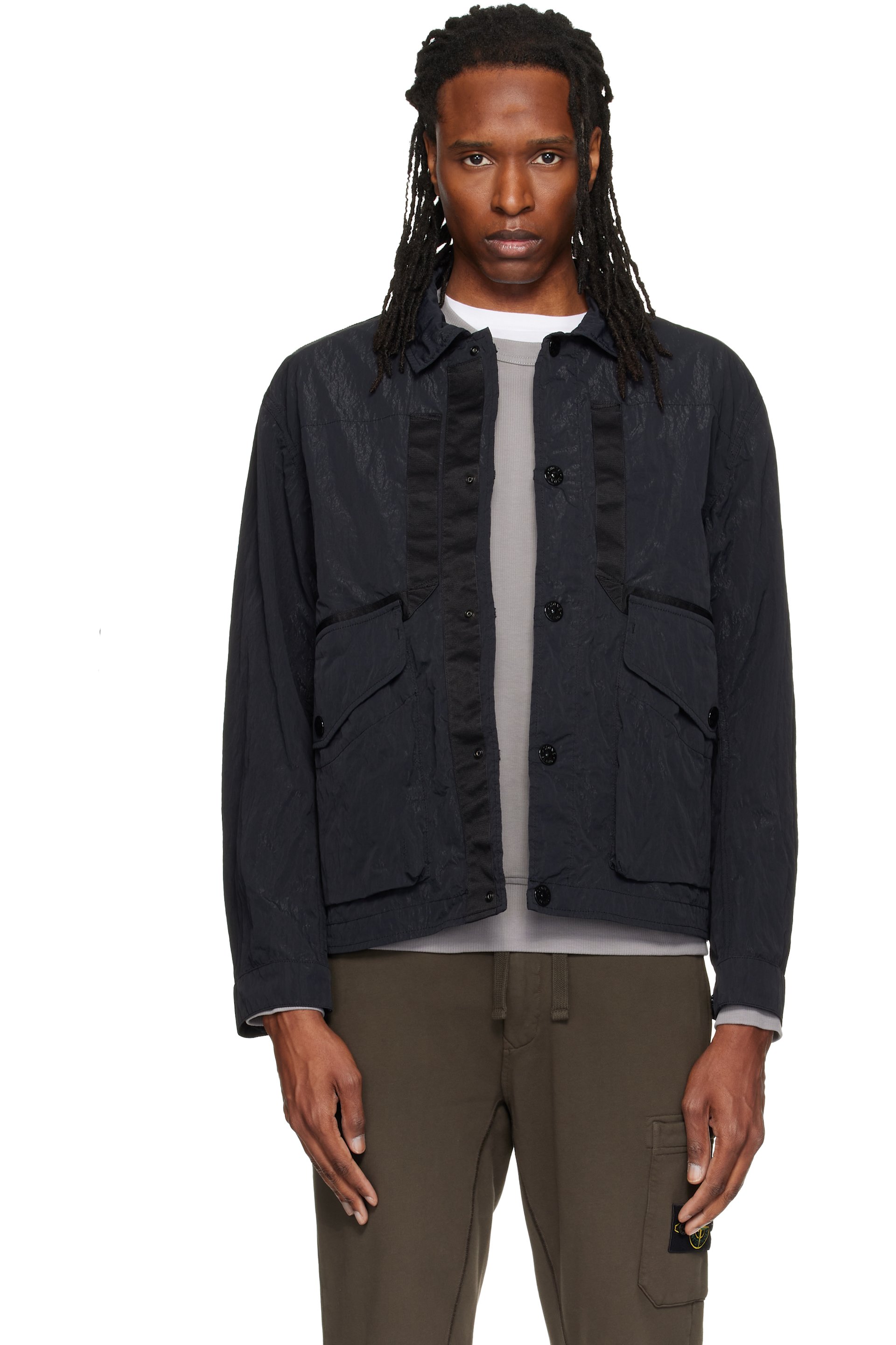Stone Island - Black Q100008 Warp Rib Nylon-TC Jacket