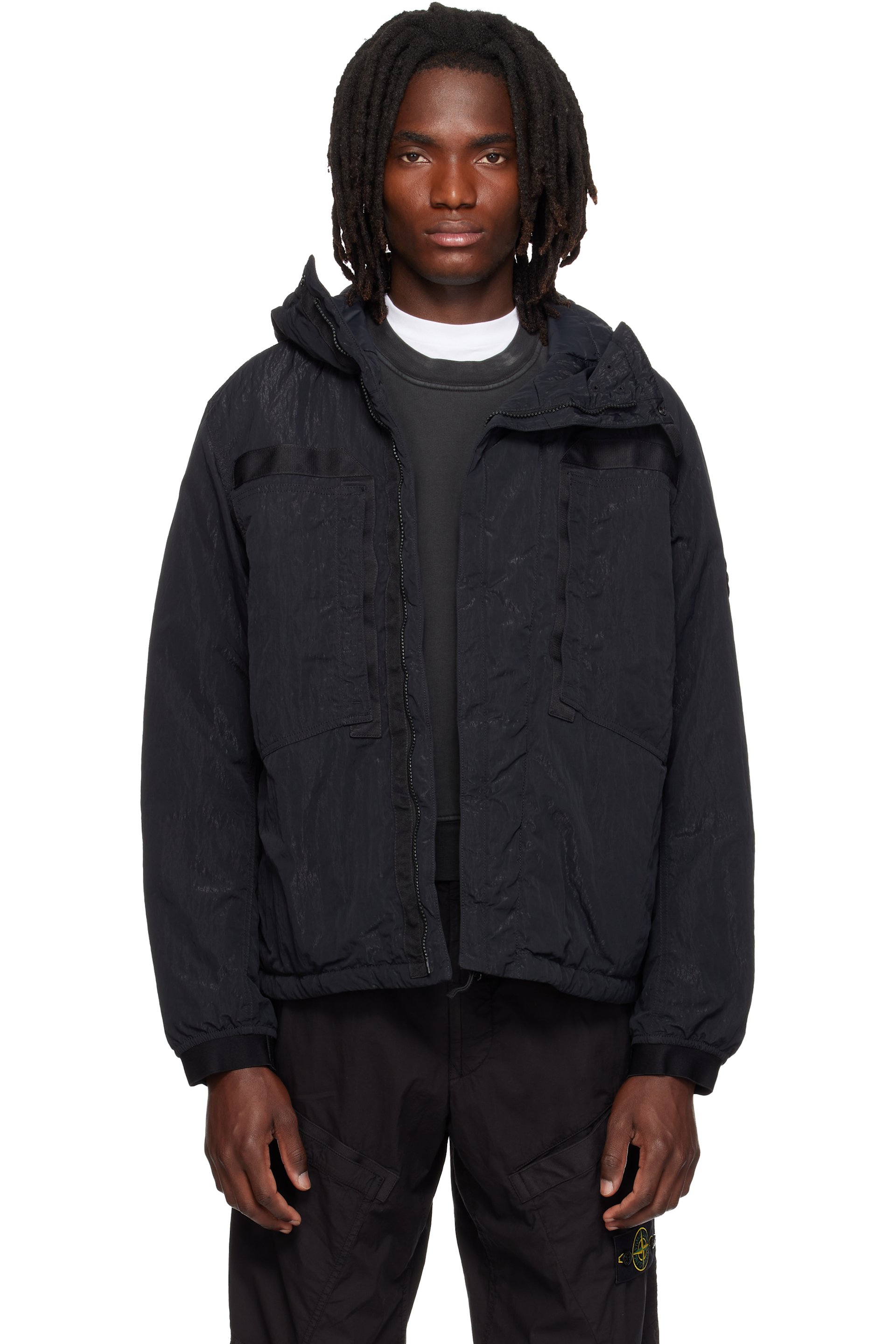 Stone Island - Black Q100007 Warp Rib Nylon-TC Jacket